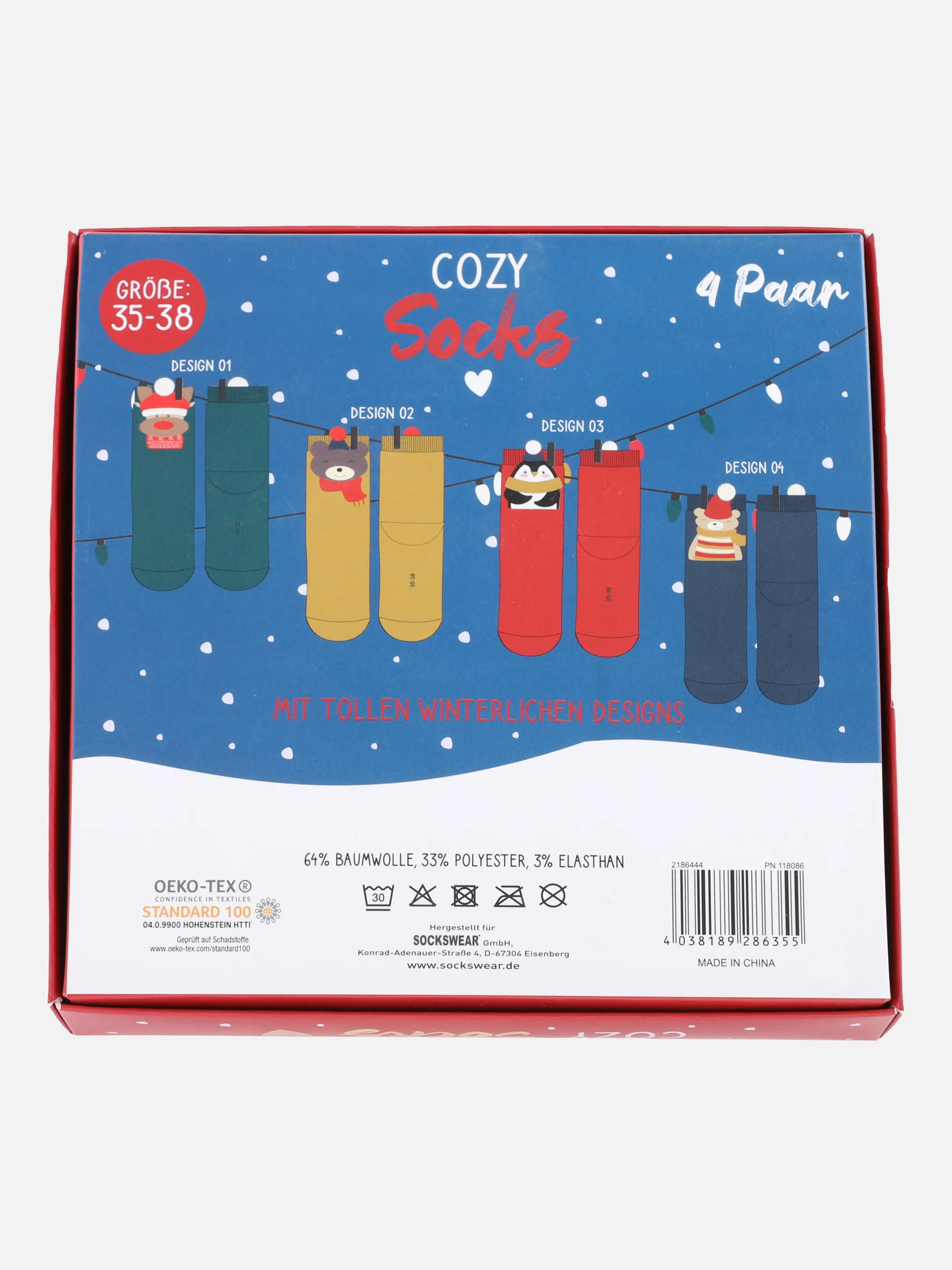 Weihnachtssocken 4er Pack XMas Gesche Grün 870396 GRÜN/WEIß 3