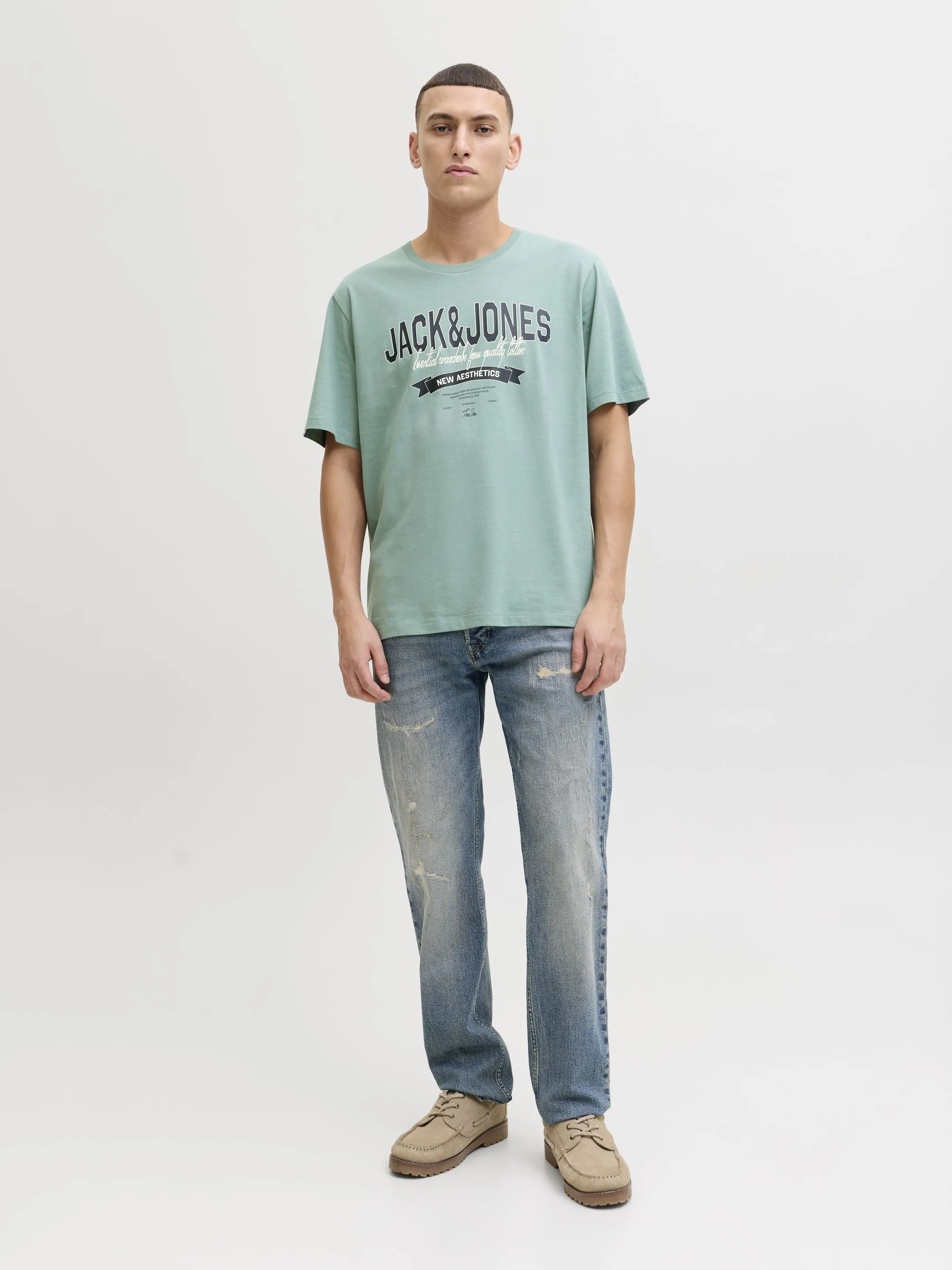 Jack Jones 12288016 JJELOGO TEE SS O-NECK Blau 922267 177556 4