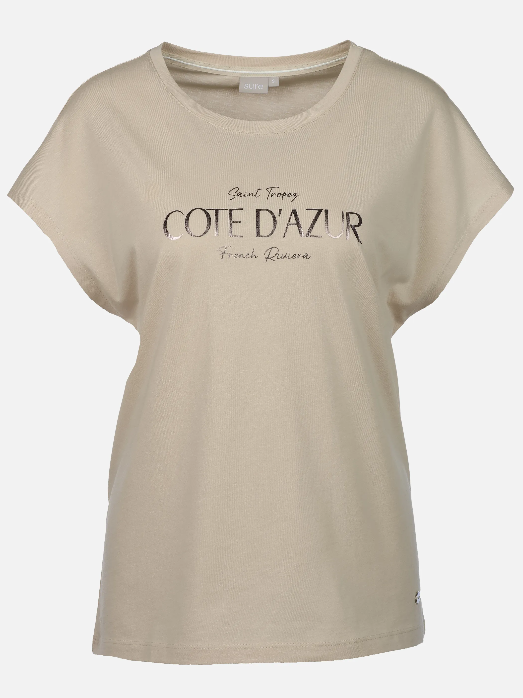 Sure Da-Printshirt m. Folienprint Beige 925010 FRENCHOAK 1