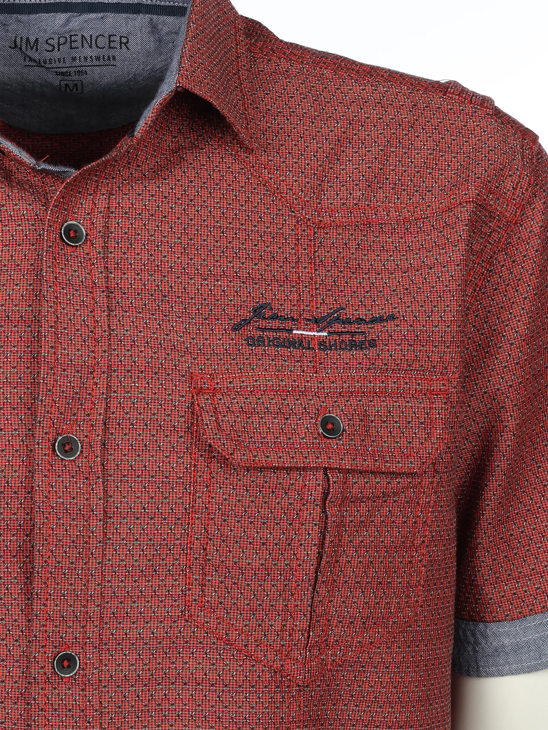 Jim Spencer He. Freizeithemd 1/2 Arm slub Rot 925936 RED JACQ 3