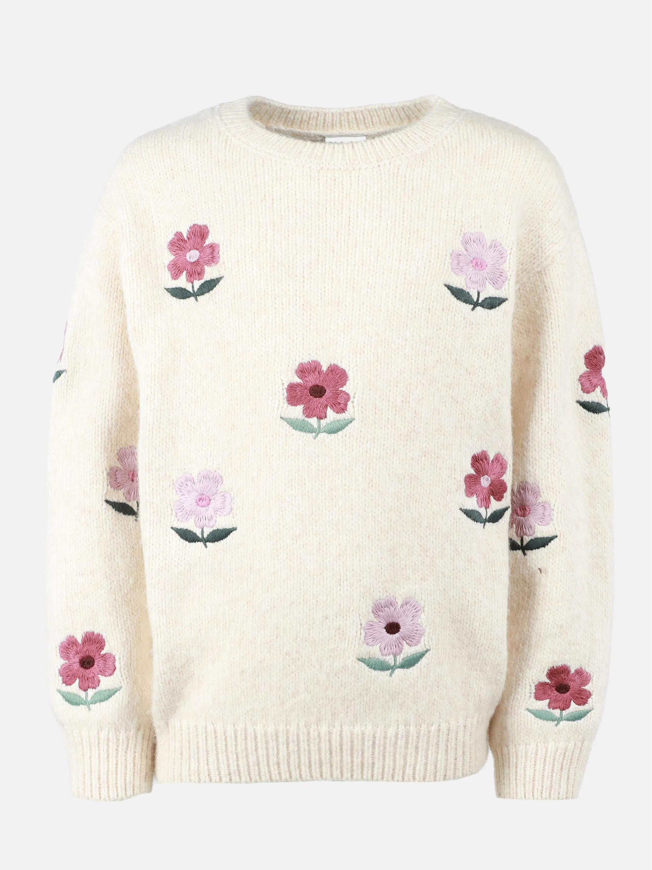 One Way KM Strickpullover mit Blumen AOP in offwhite Weiß 929846 WHITE 1
