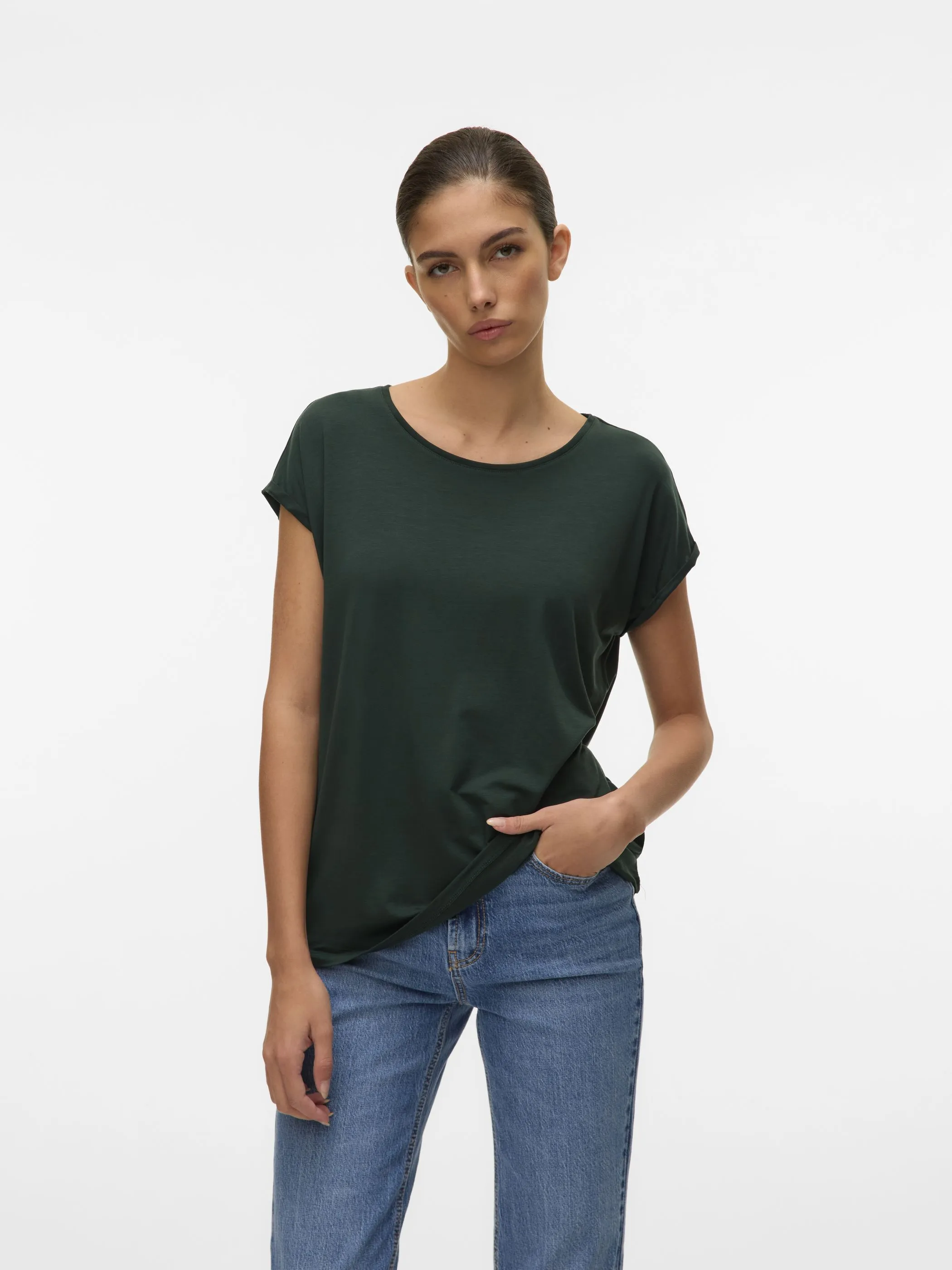 Vero Moda 10284468 VMAVA PLAIN SS TOP GA Grün 873829 197452 2