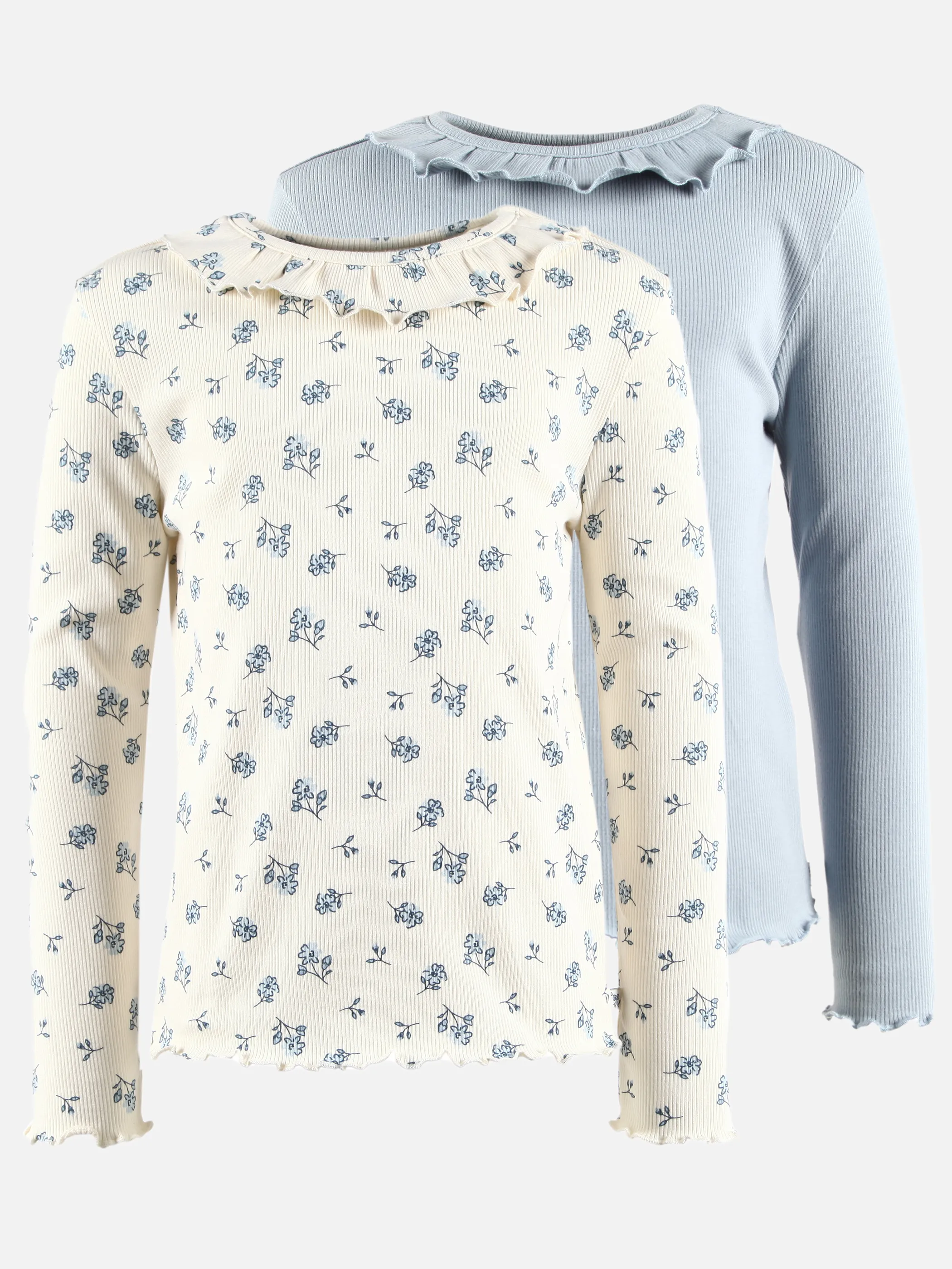 One Way KM 2er Pack Longsleeve mit Volantkragen Blau 916162 BLAUWEIß 1