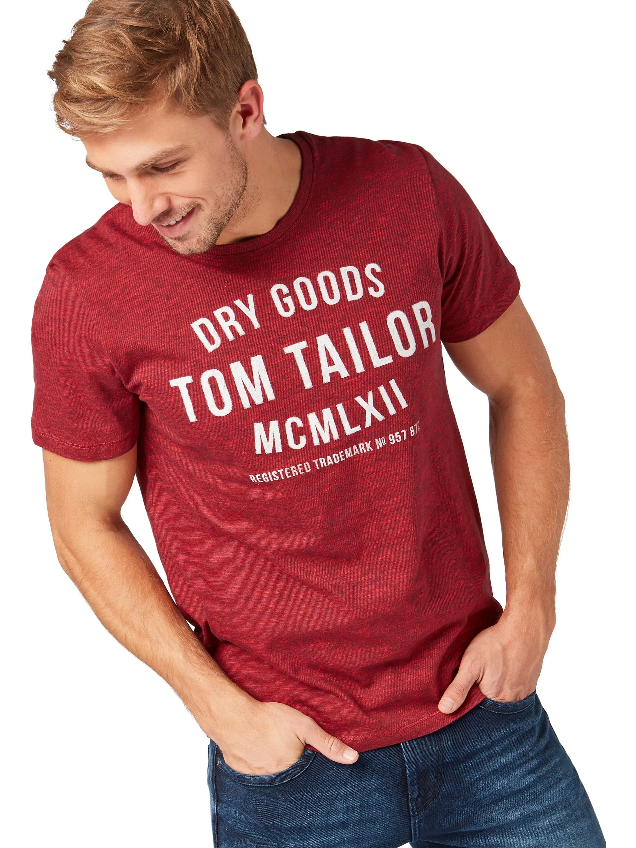 Tom Tailor 1008640 fine yd print tee Logo Rot 807618 16149