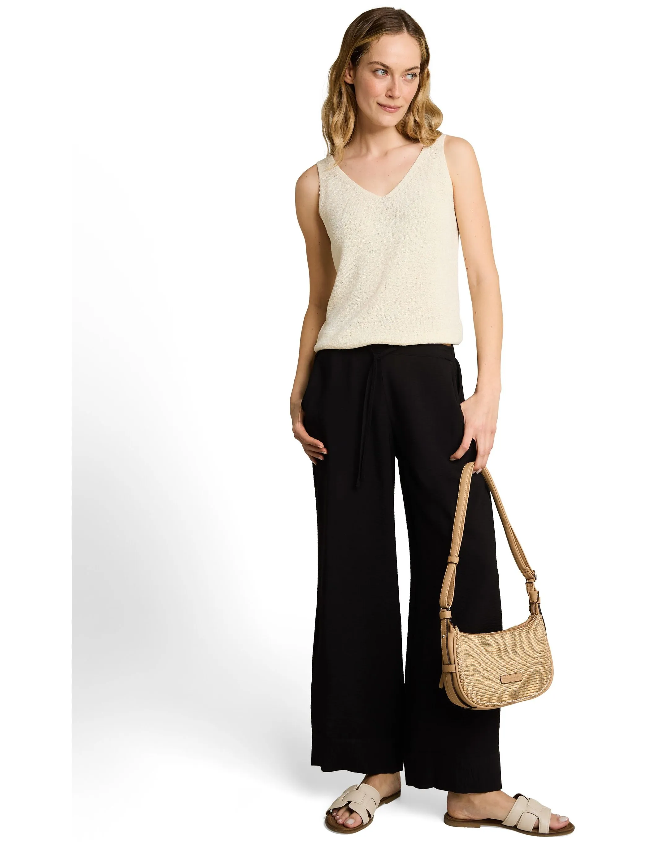 Tom Tailor 1051396 loose fit wide leg pants Schwarz 926008 14482 4