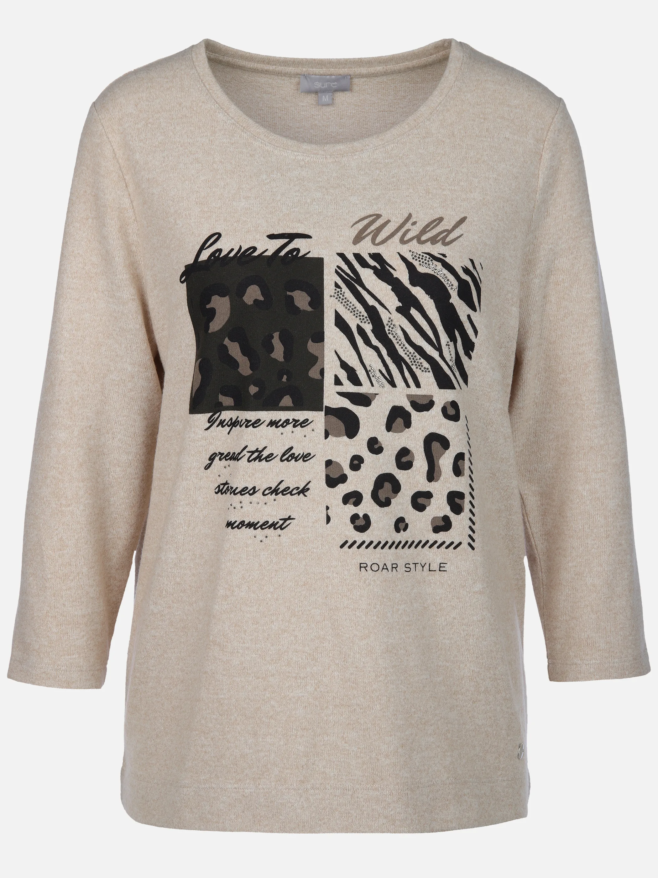 Sure Da-Flausch-Shirt m. Frontprint Beige 914557 BEIGEMEL 1