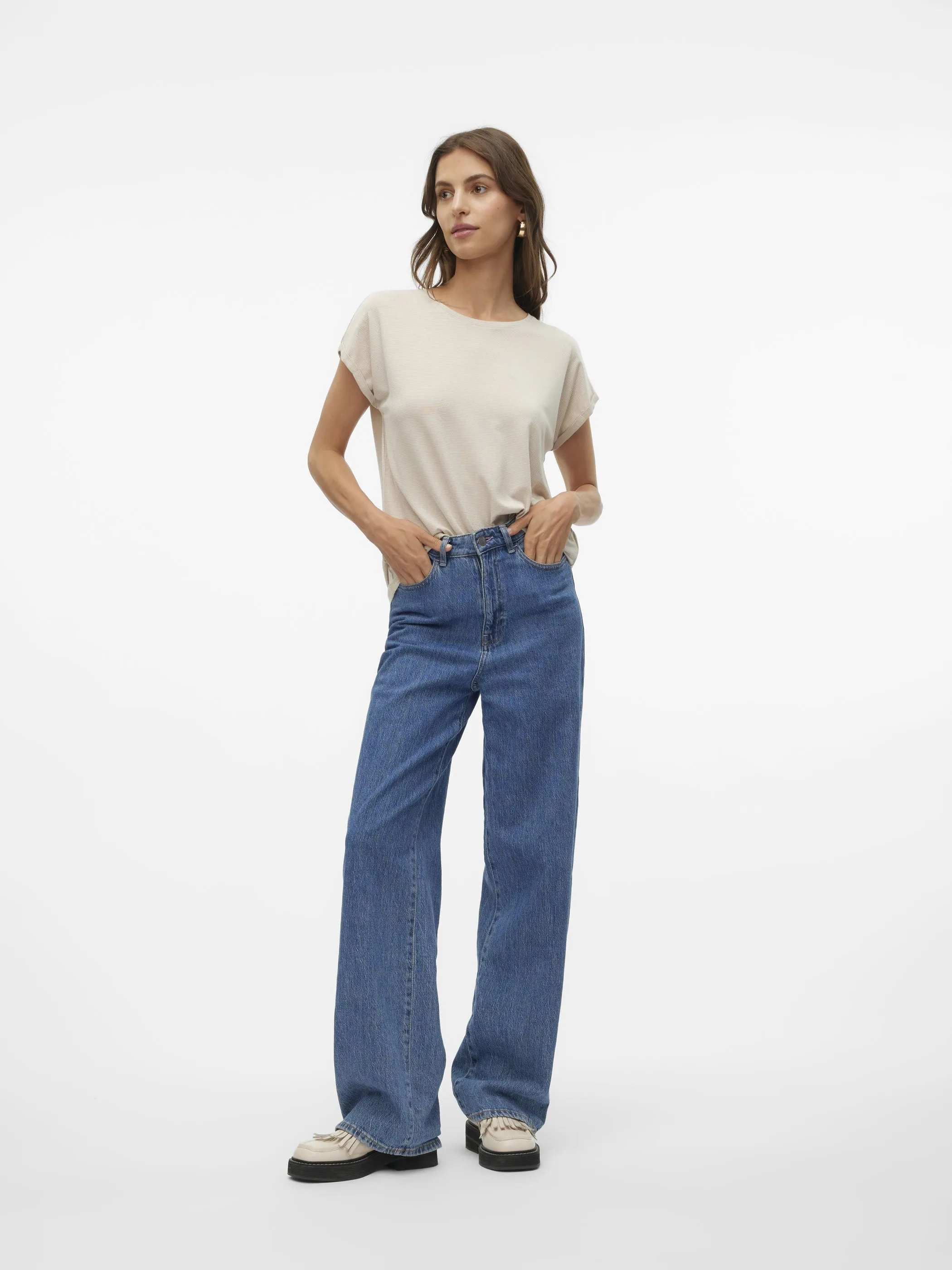 Vero Moda 10250488 VMLAVA GLITTER SS TOP STRIPE Weiß 852566 175626003 4