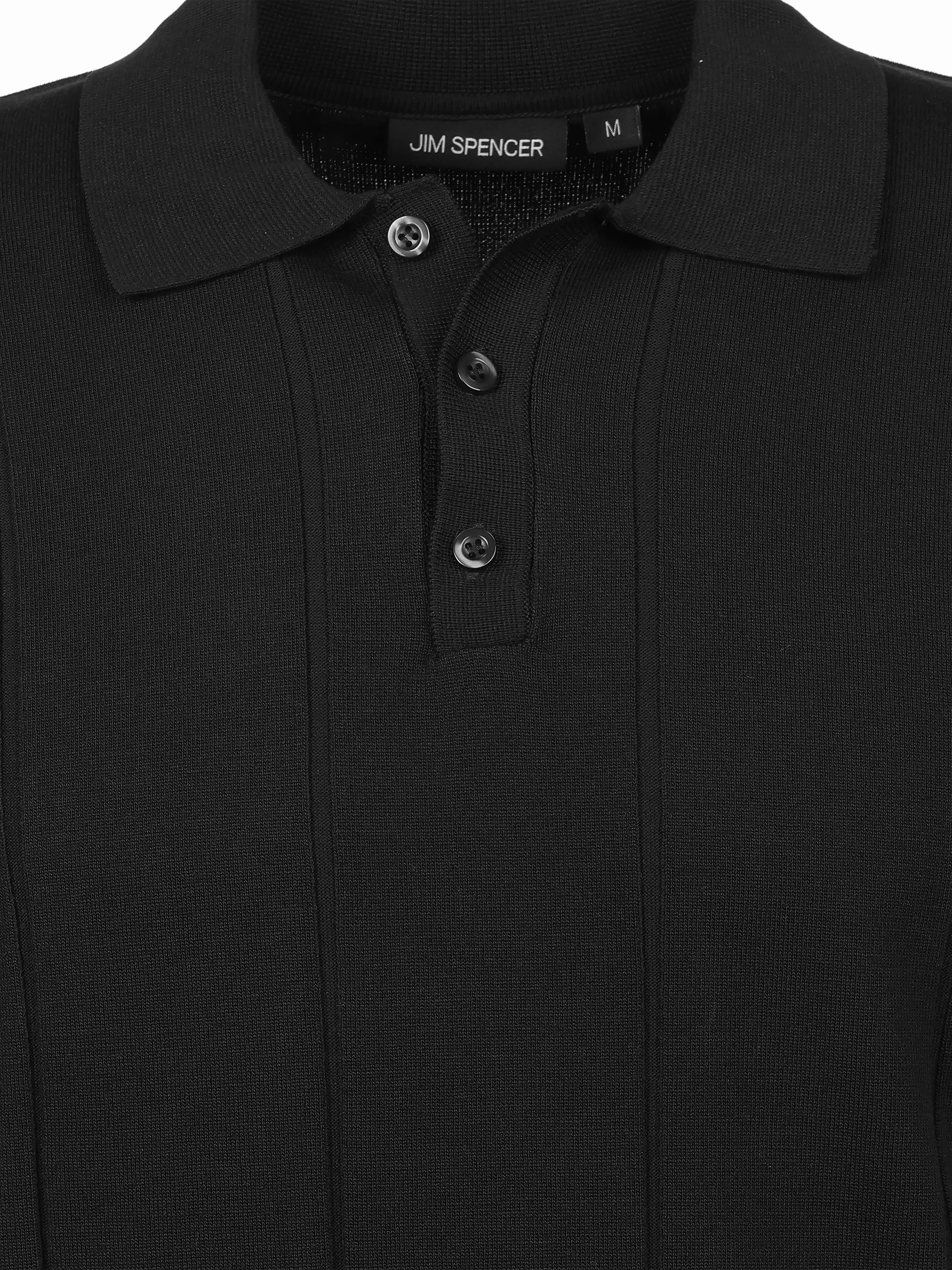 Jim Spencer He. Strickpolo 1/2 Arm dropneedle Schwarz 928817 BLACK 3