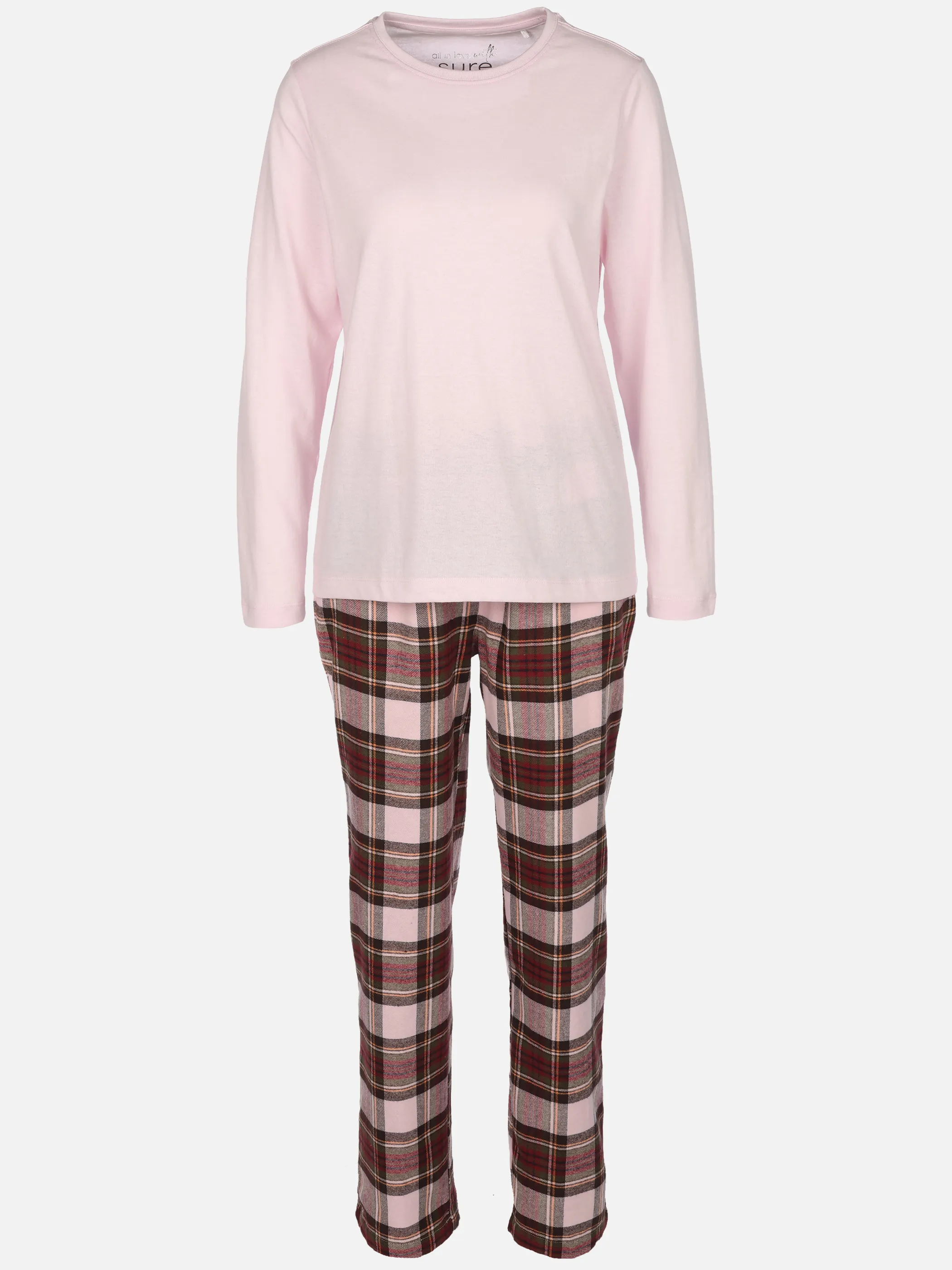 Sure Da. Pyjama Flanell Hose Karo Rosa 929614 ROSA 1