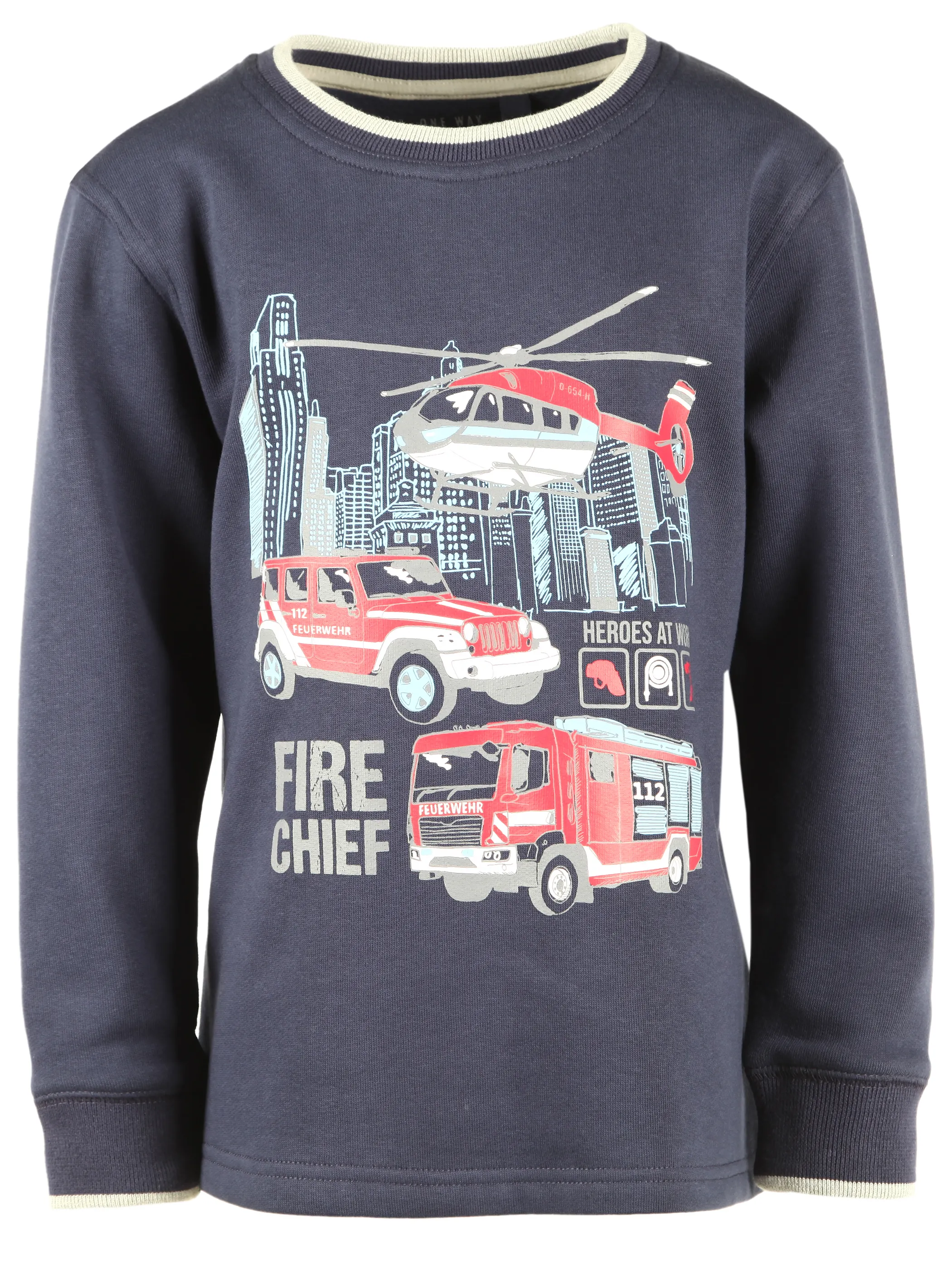 One Way KJ Sweatshirt mit Feuerwehr Print in blau Blau 913466 BLAU 1
