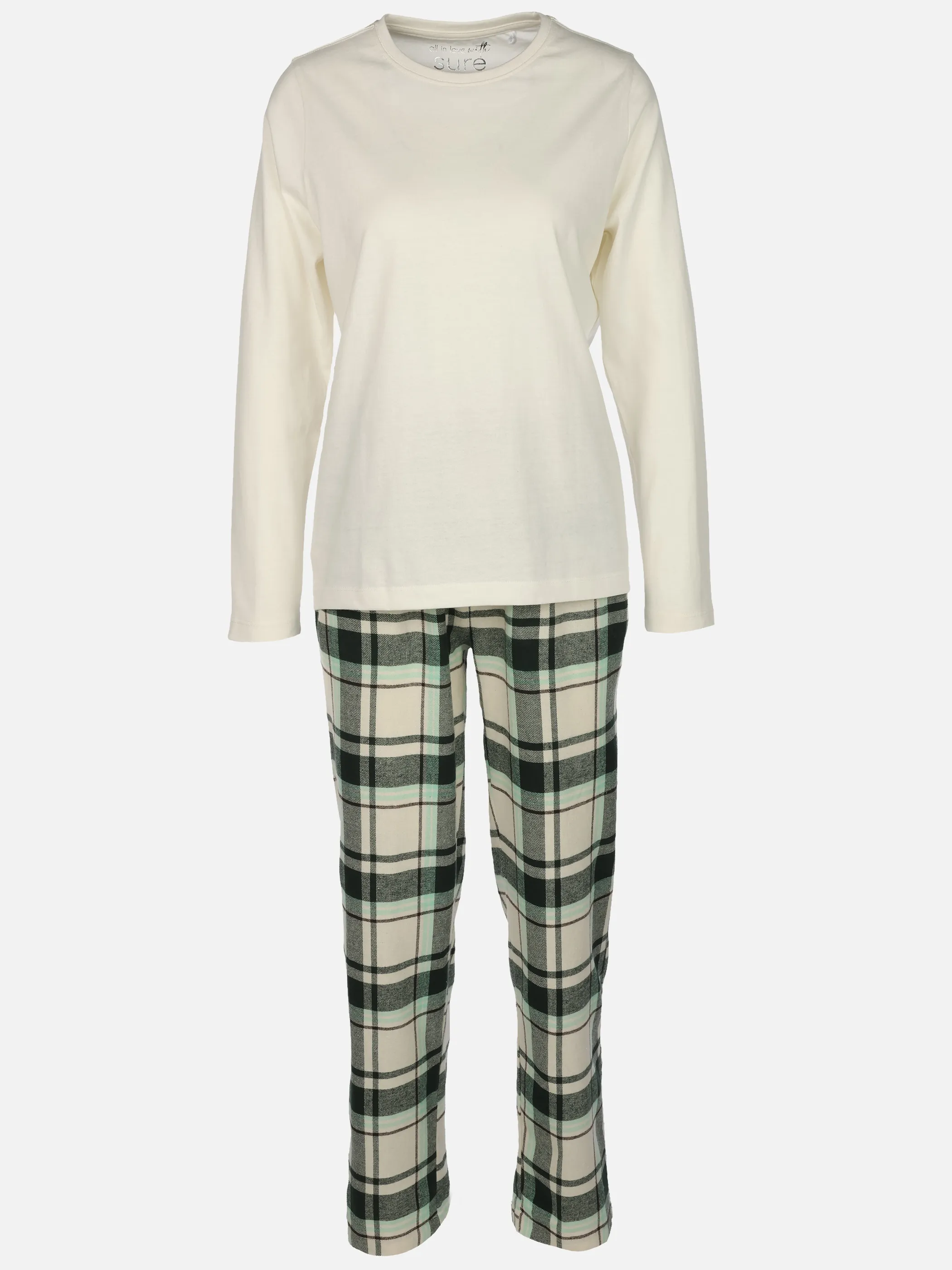 Sure Da. Pyjama Flanell Hose Karo Braun 929614 BRAUN 1