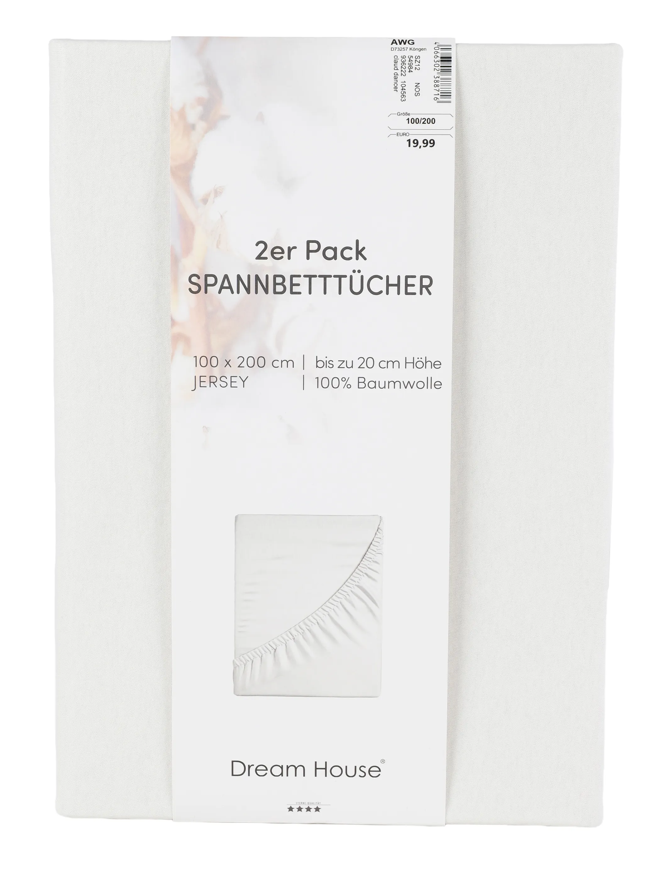 Dream House Spannnbetttuch 2er Pack Weiß 936222 CLAUD 2