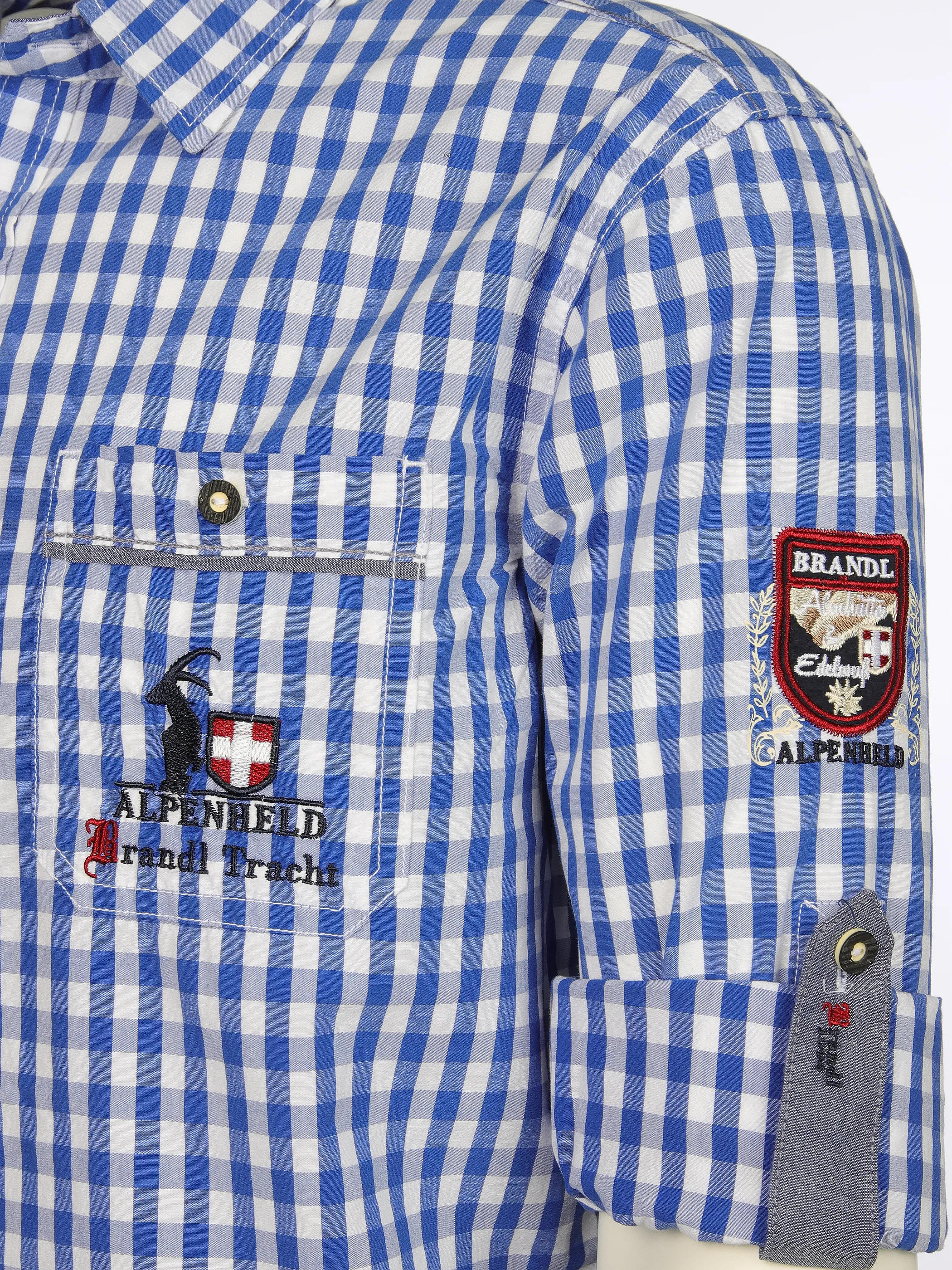 Brandl Tracht He. Trachtenhemd 1/1 Arm Blau 893338 LT. BLUE 3