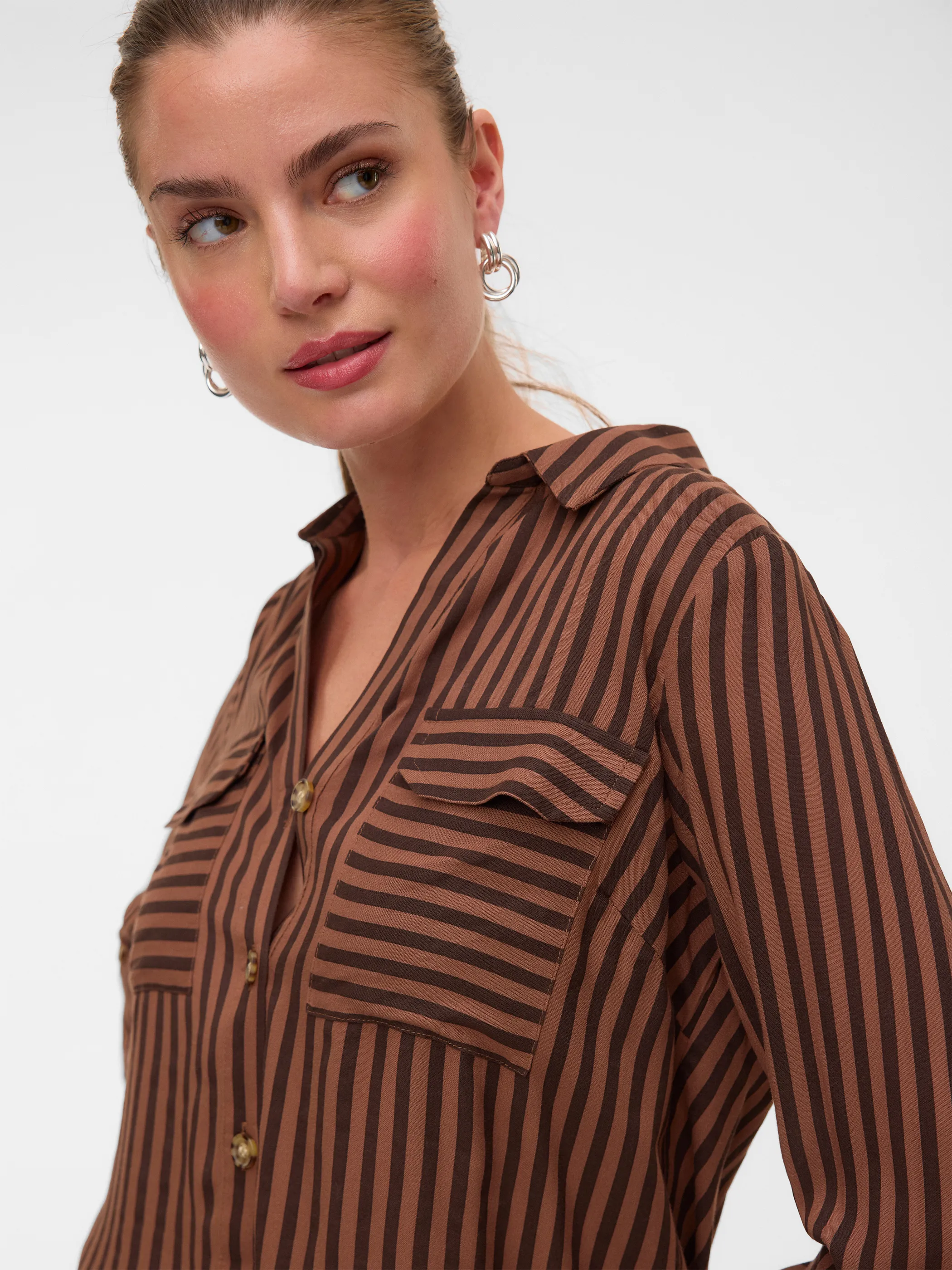 Vero Moda 10275283 VMBUMPY L/S SHIRT NEW Braun 866195 297957056 3
