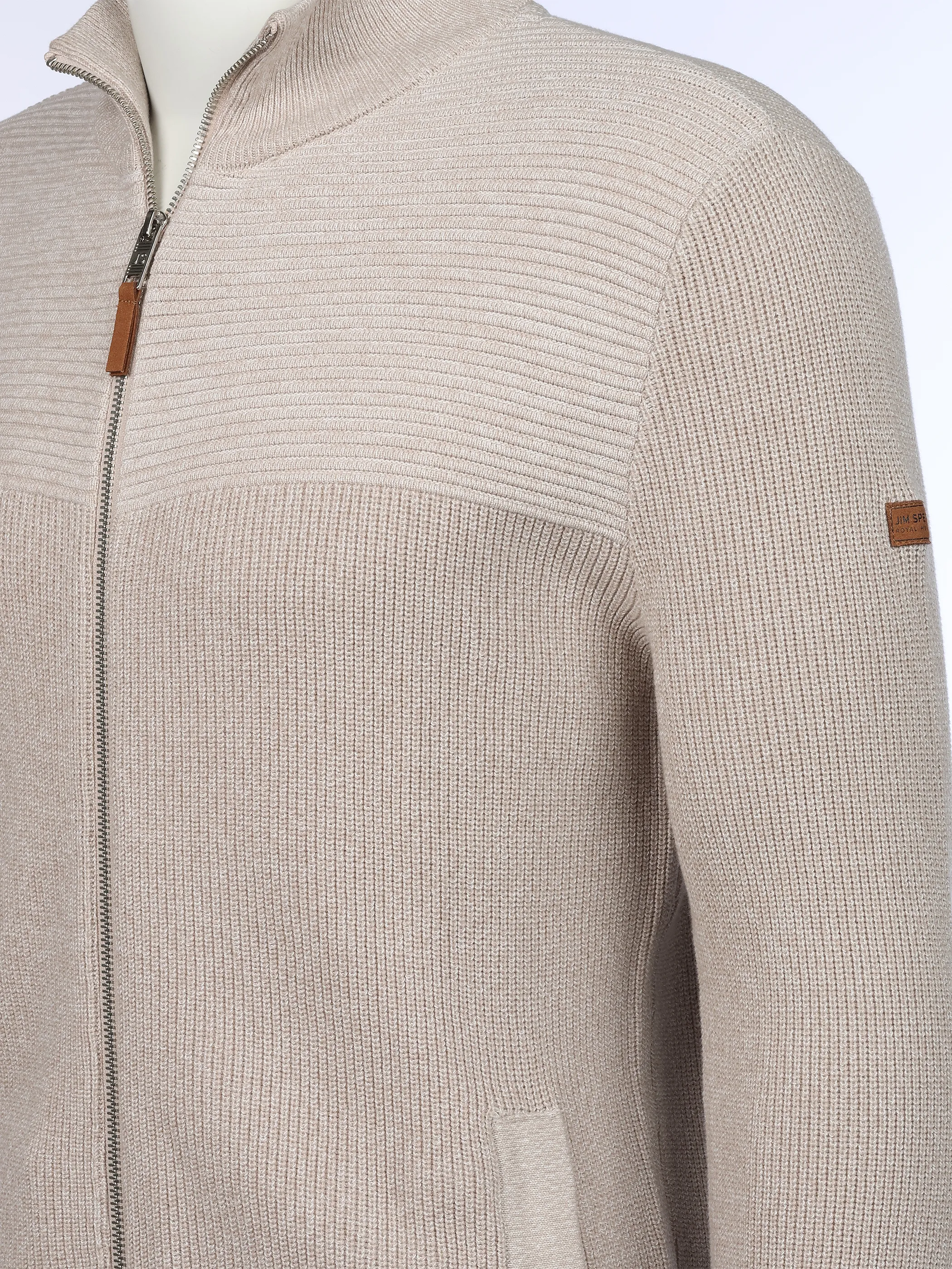 Jim Spencer He. Strickjacke RV mit Taschen Beige 898386 STONE 3