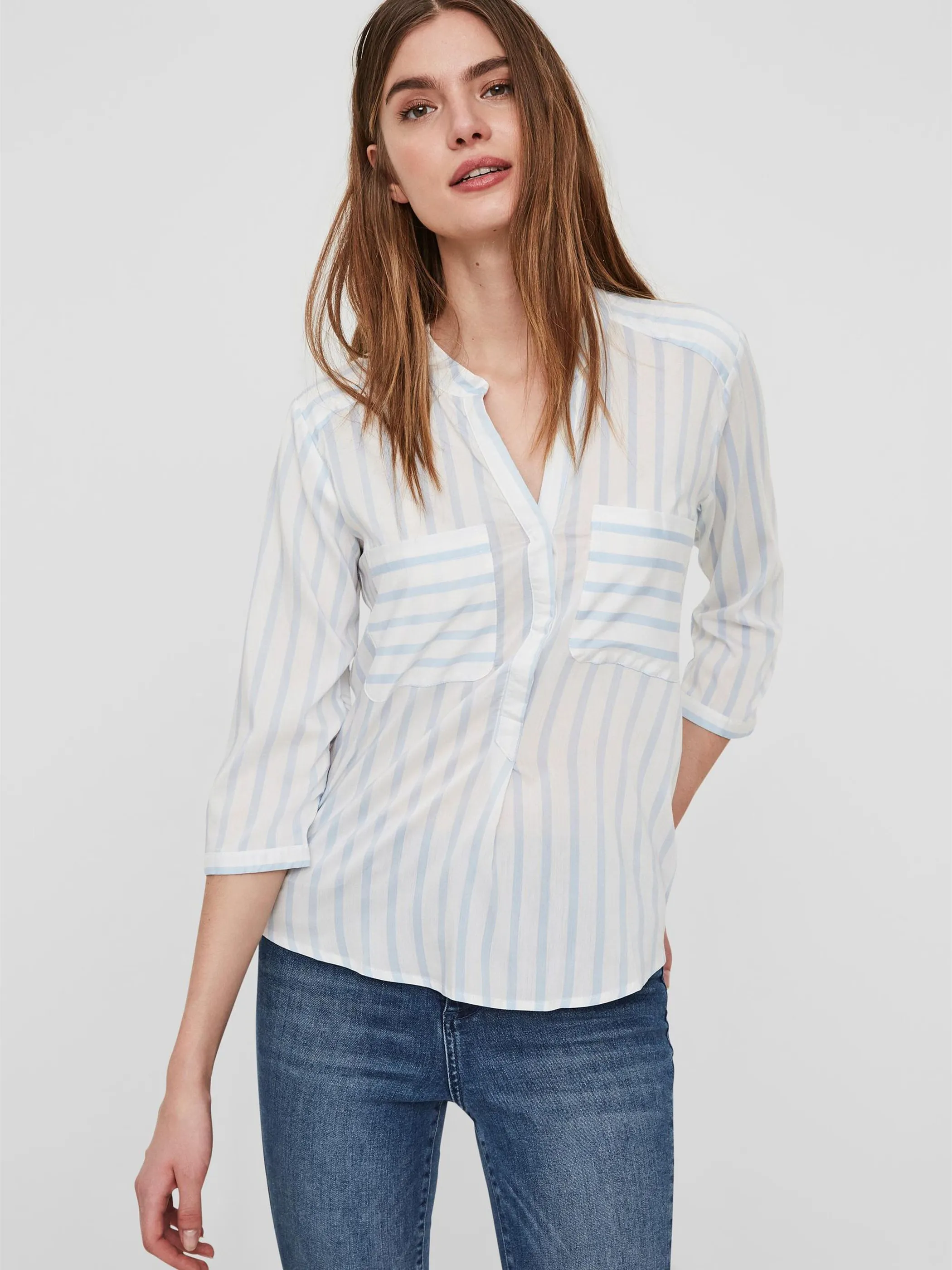 Vero Moda 10168581 VMERIKA STRIPE 3/4 SH Weiß 760046 175598010 3