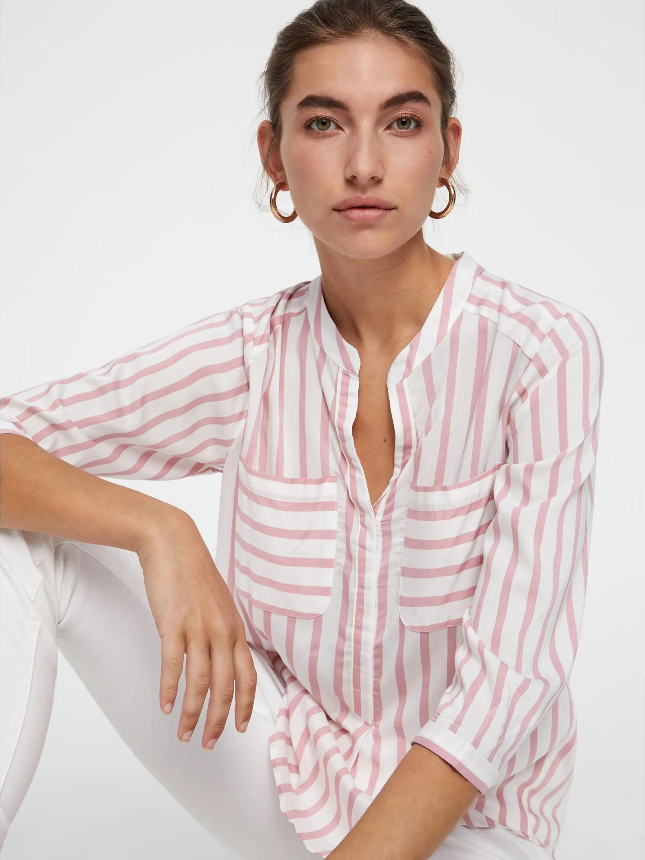 Vero Moda 10168581 VMERIKA STRIPE 3/4 SH Weiß 760046 175598022 4