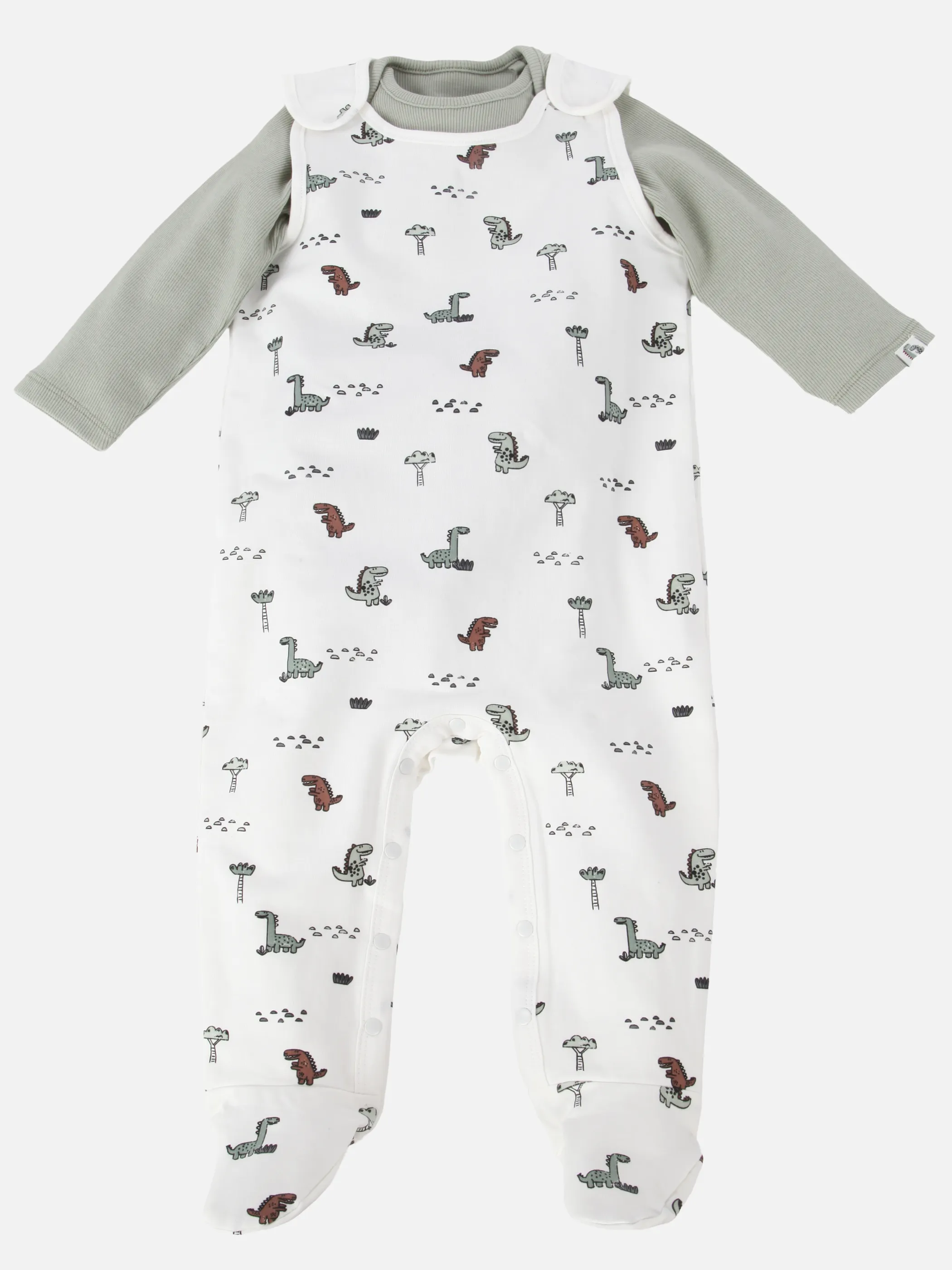 Bubble Gum BB 2pcs Set Body in blau + Romper mit Dino AOP Weiß 921827 WEIß-BLAU 1