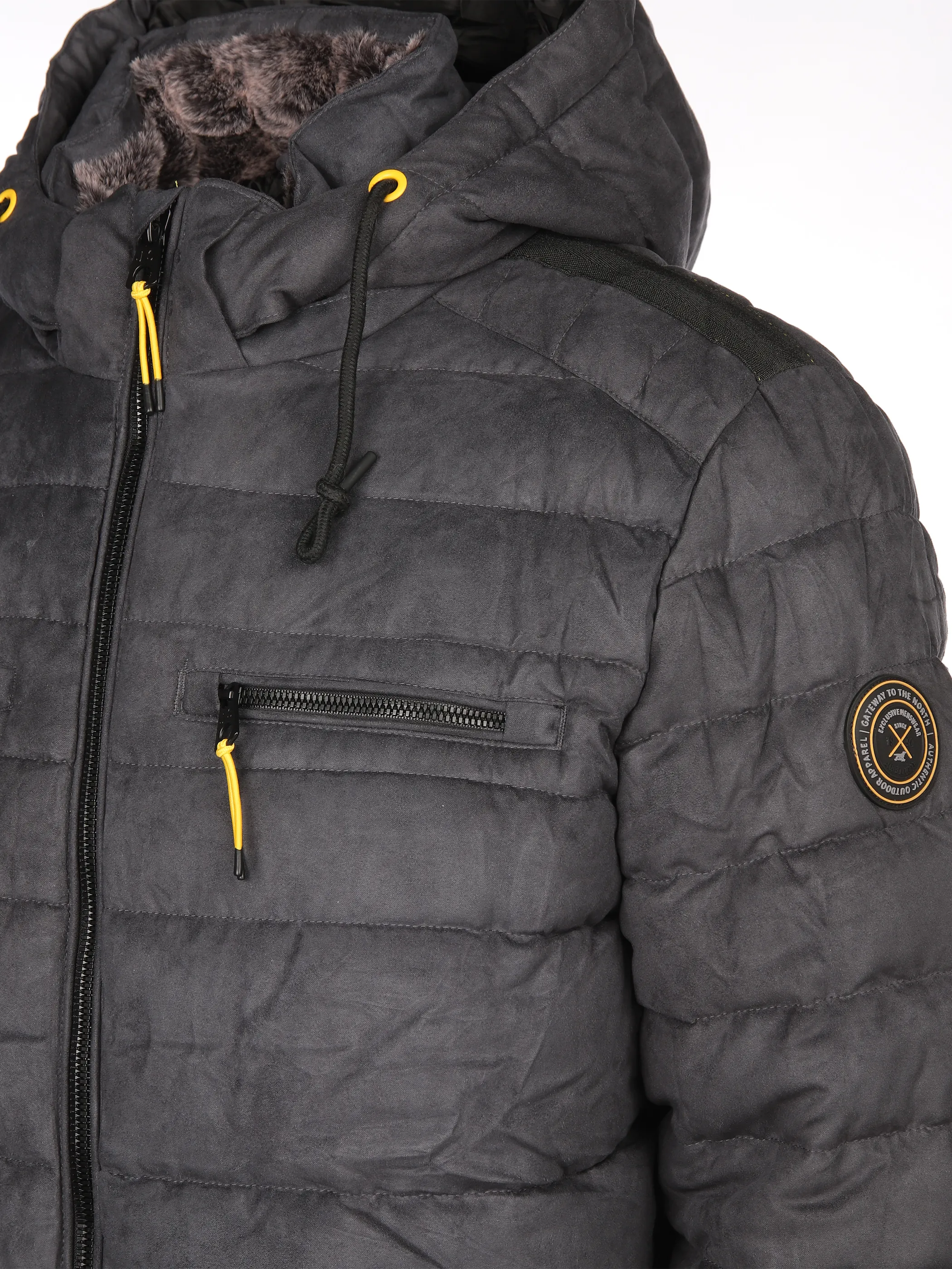 Jim Spencer He. Velour-Steppjacke Kapuze Grau 897313 GREY 4 Jim Spencer He. Velour-Steppjacke Kapuze Grau 897313 GREY 4