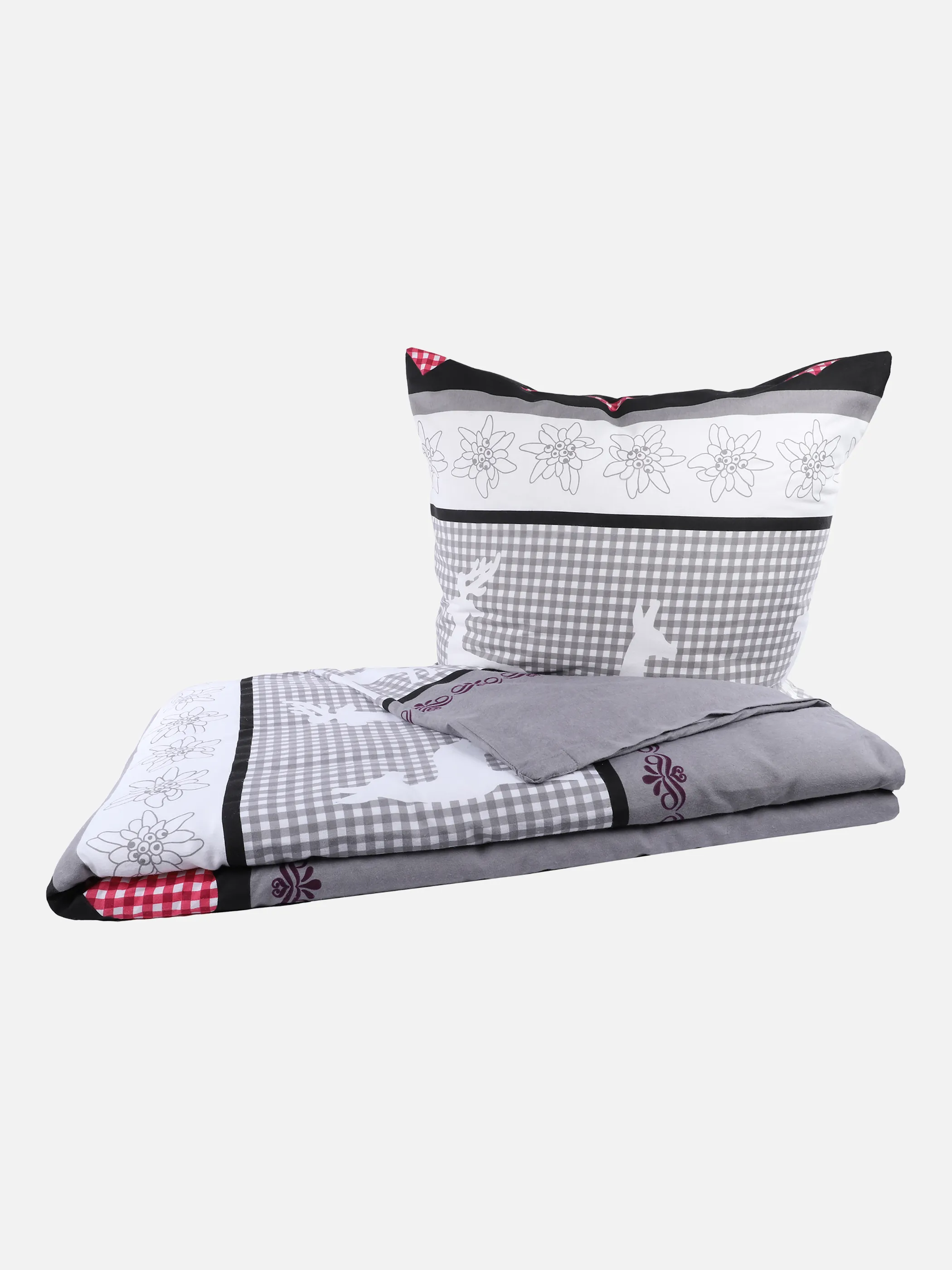 Dream House Biber Bettwäsche 4er Pack Elch Grau 869726 GRAU 1