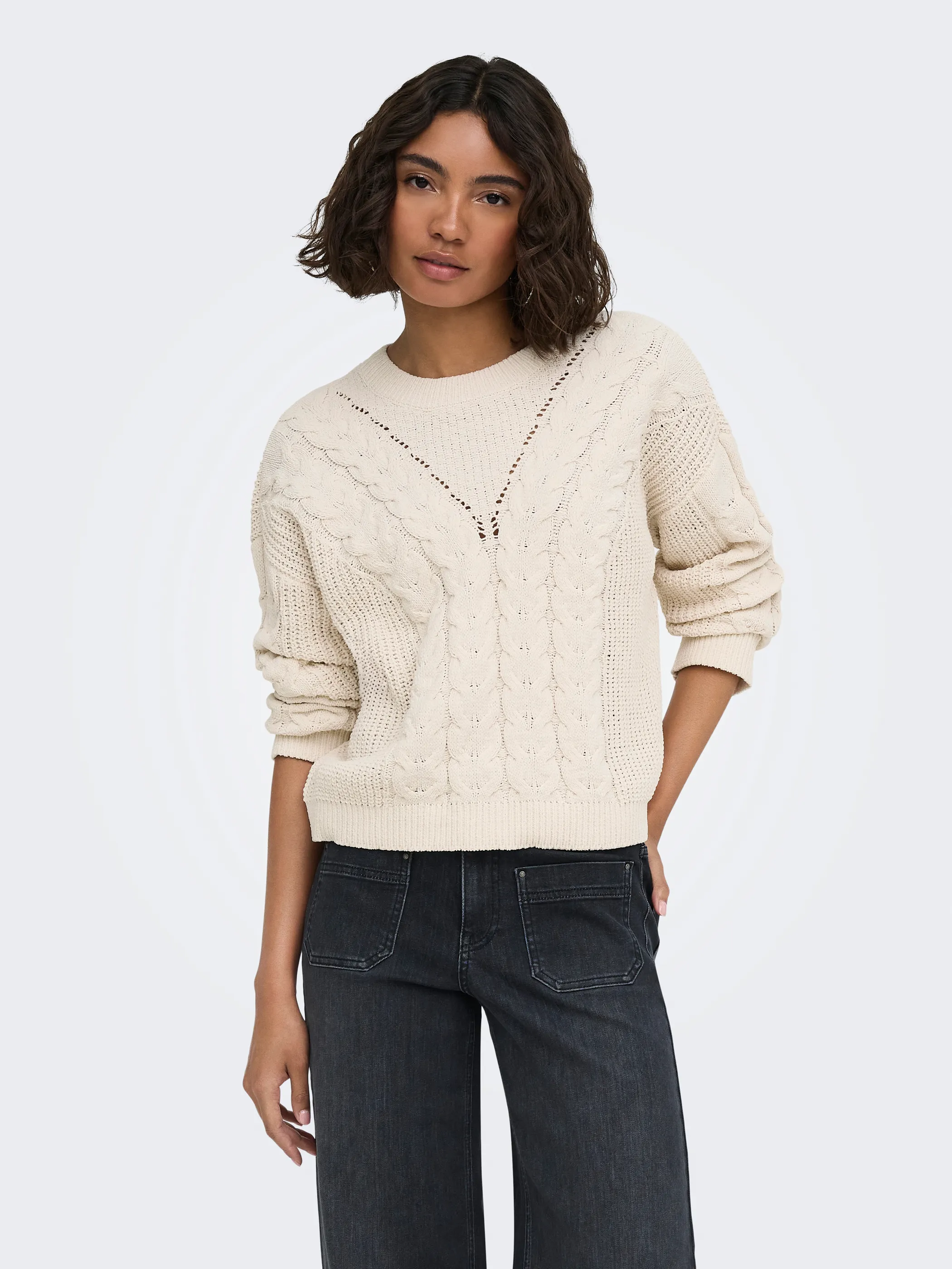Only 15374804 ONLELLY LS O-NECK CC Beige 928690 180083002 1