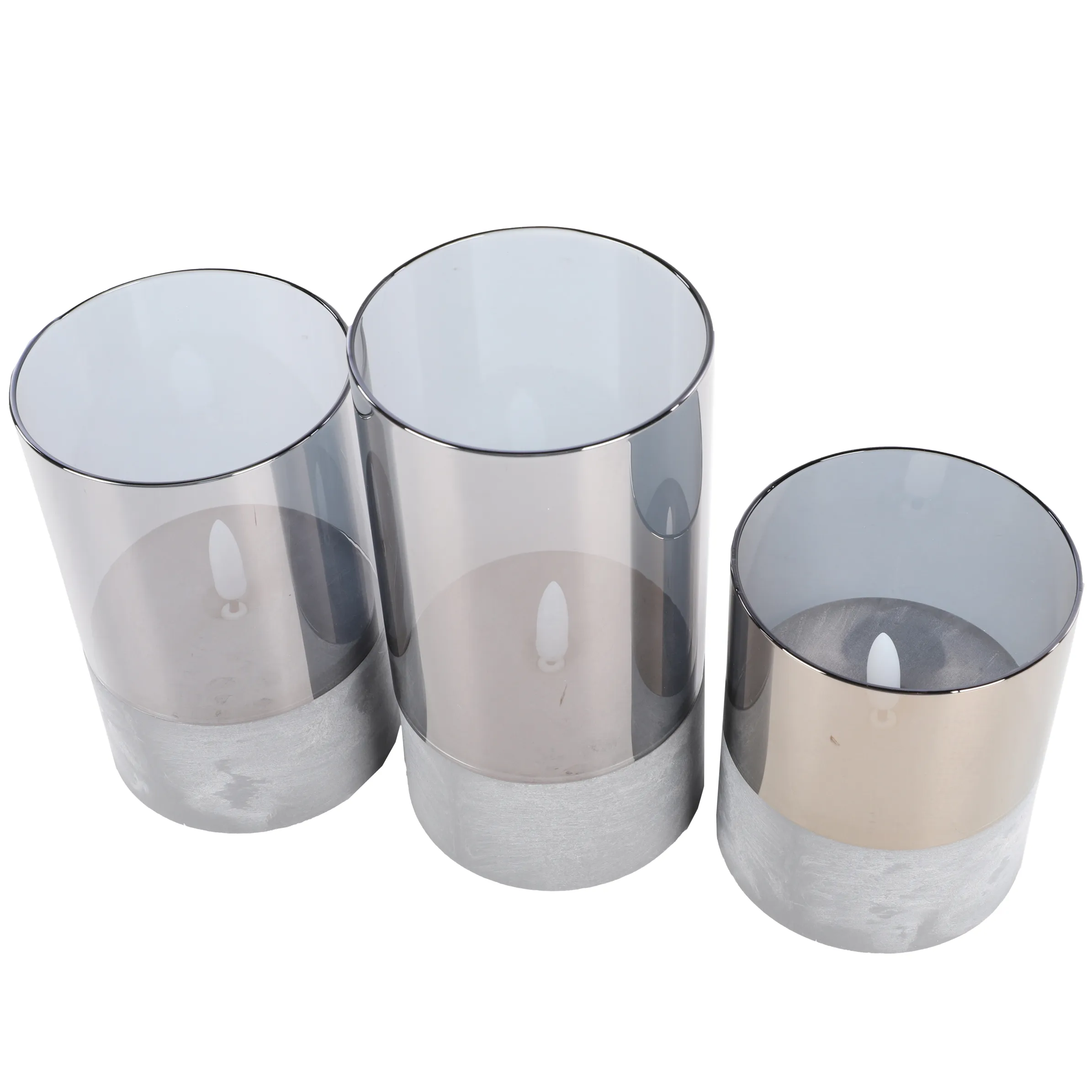 Deko Artikel LED Kerze 3er Set im Glas Time Grau 886502 GRAU 2