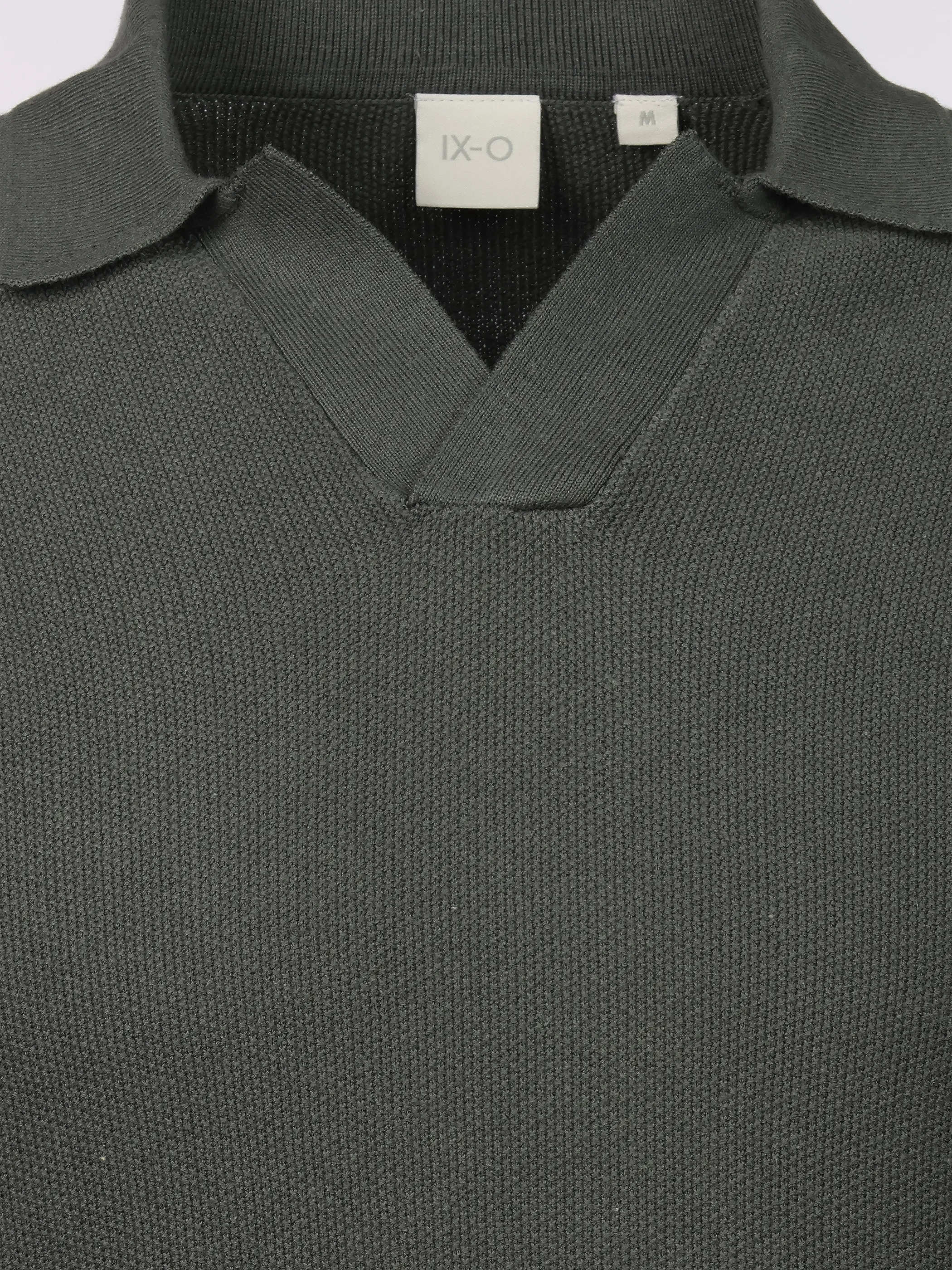 IX-O H93128M91004AAWG YF He-Strick Poloshirt Grau 925915 23000 3