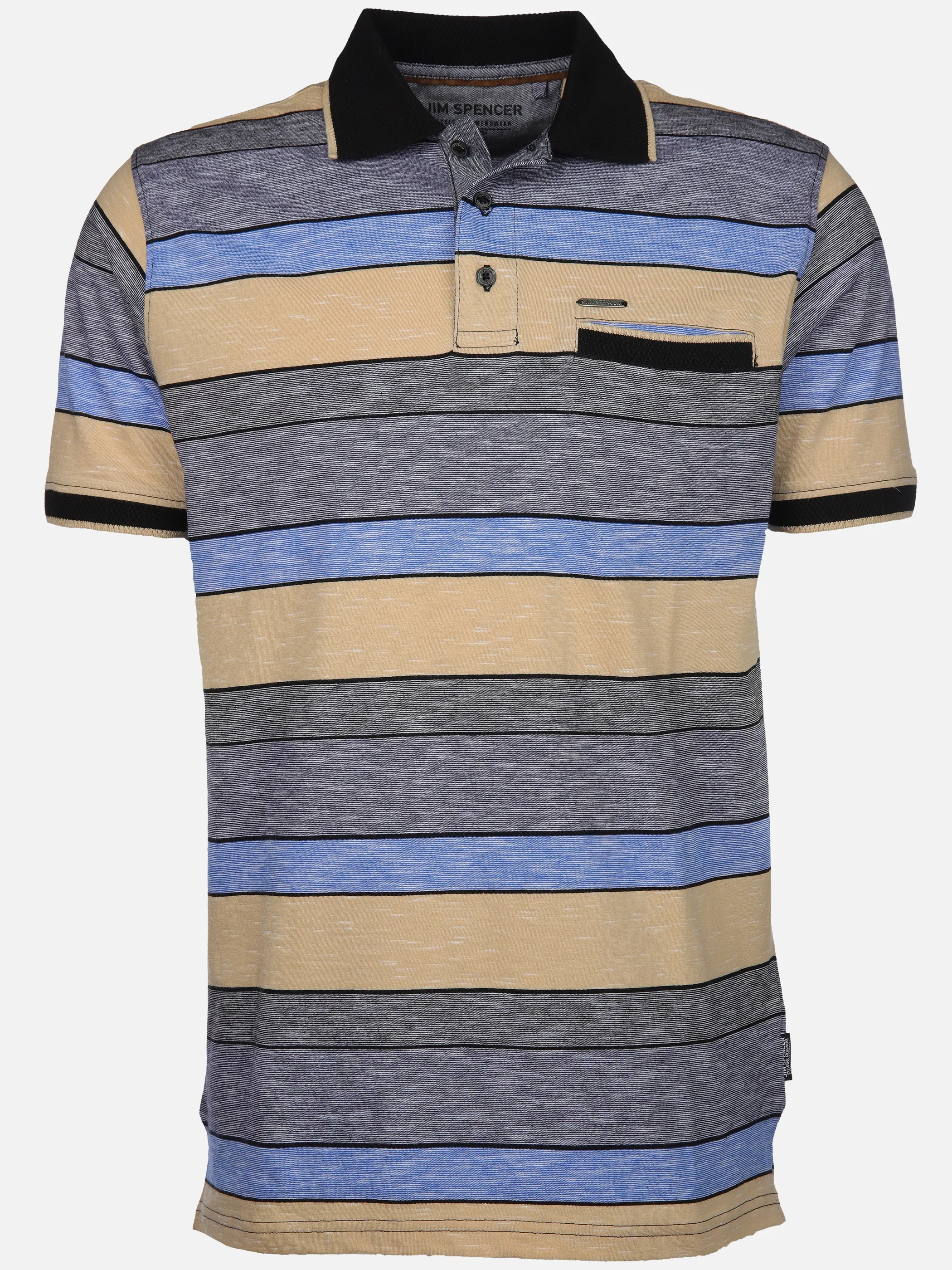 Jim Spencer He. Poloshirt 1/2 Arm Ringel Space Beige 910837 BEIGE 1
