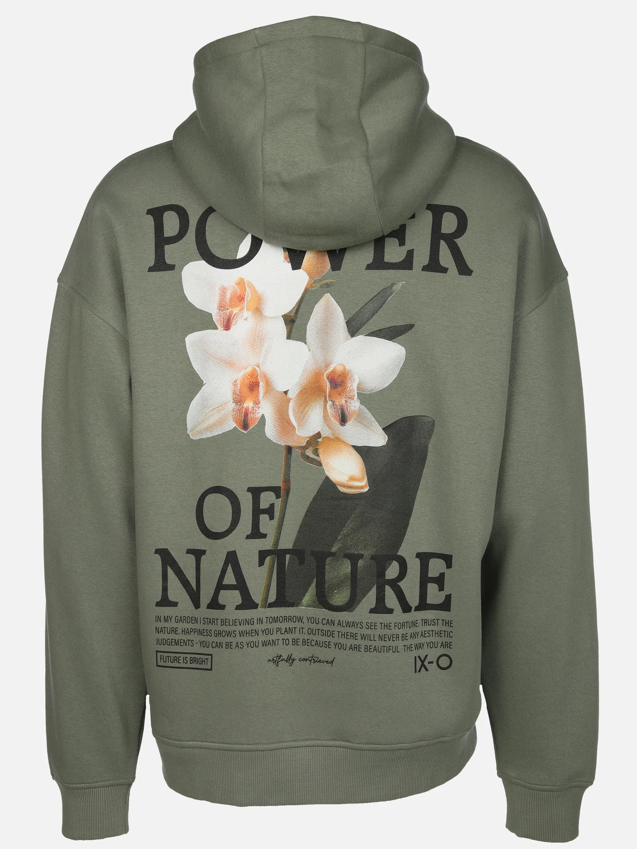IX-O YF-He Hoodie mit Rückendruck, weiß, agave grün Grün 918751 12300 2