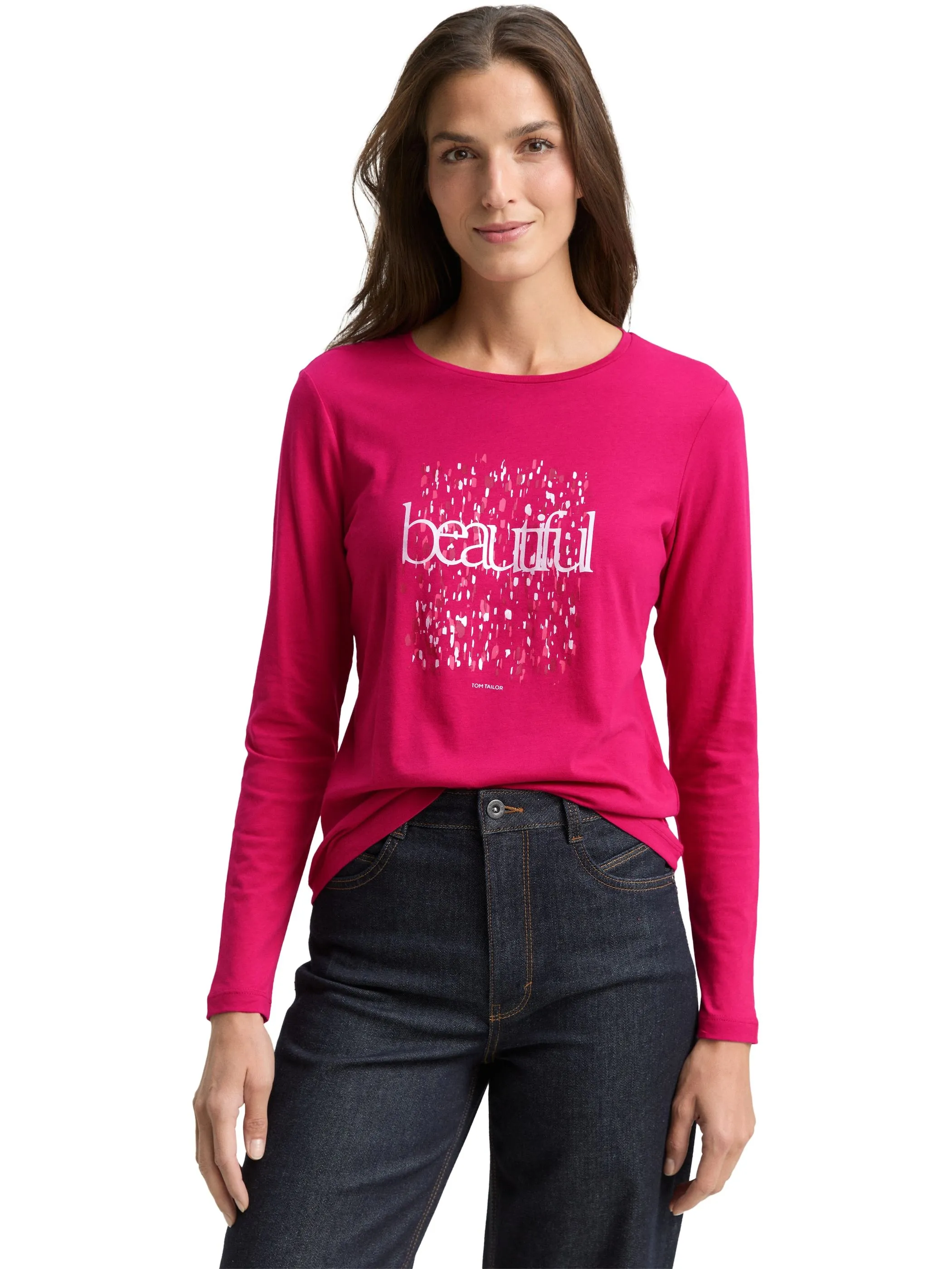Tom Tailor 1048951 Longsleeve crew neck frontprint Pink 918873 15234 5