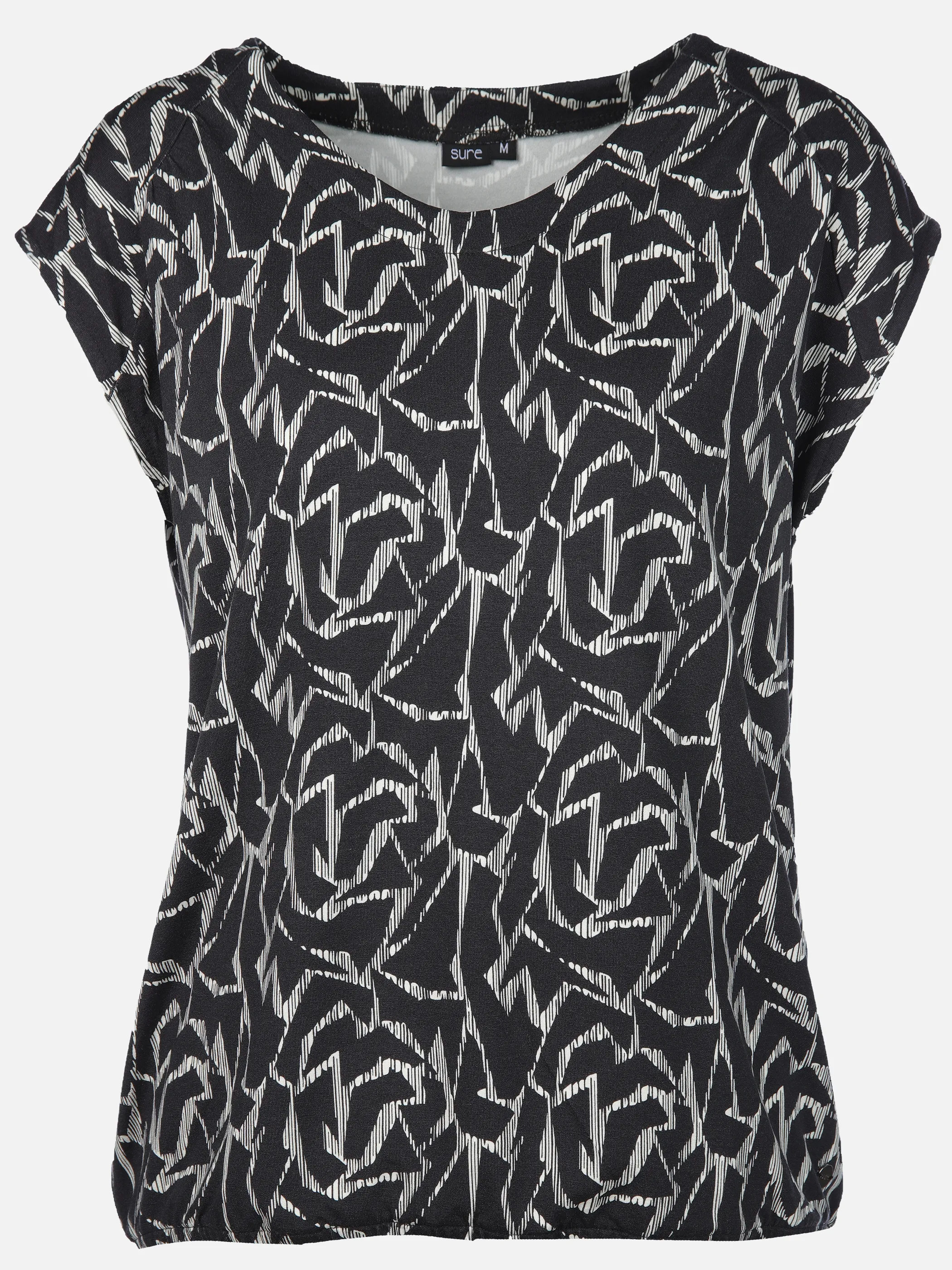 Sure Da-Shirt m. Alloverprint Schwarz 913483 BLACK 1