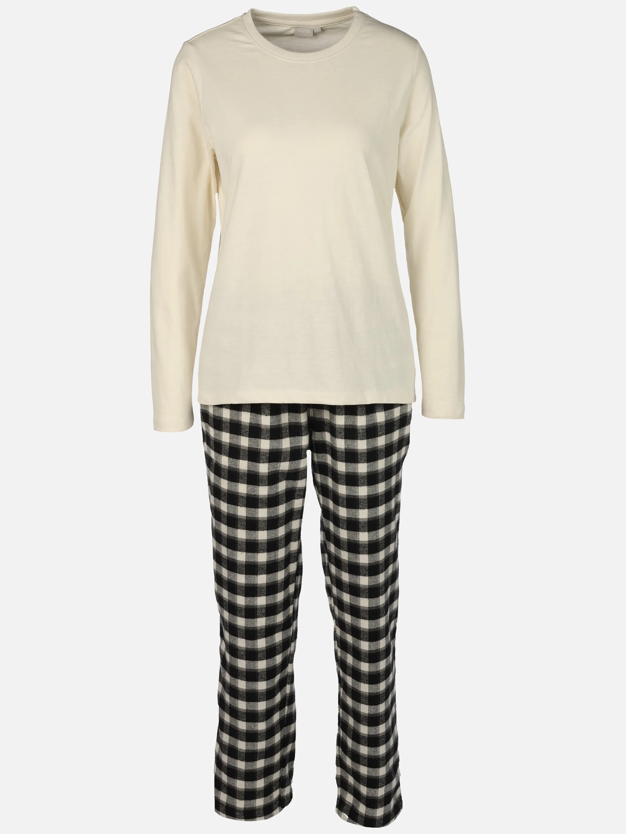 Sure Da. Pyjama lang mit Flanellhos Weiß 915612 ECRU 1
