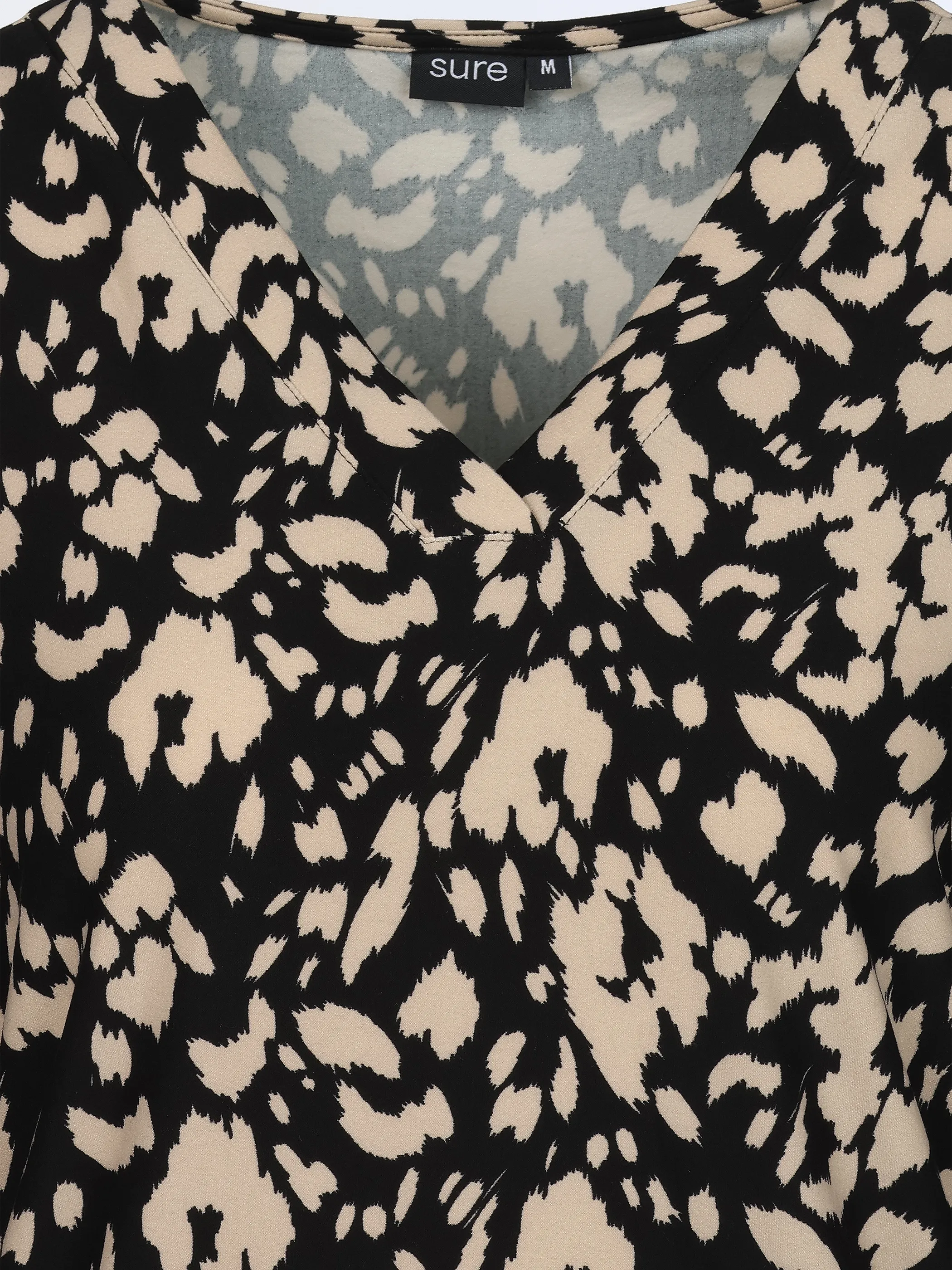 Sure Da-Shirt m. Alloverprint Schwarz 933602 BLACK 3
