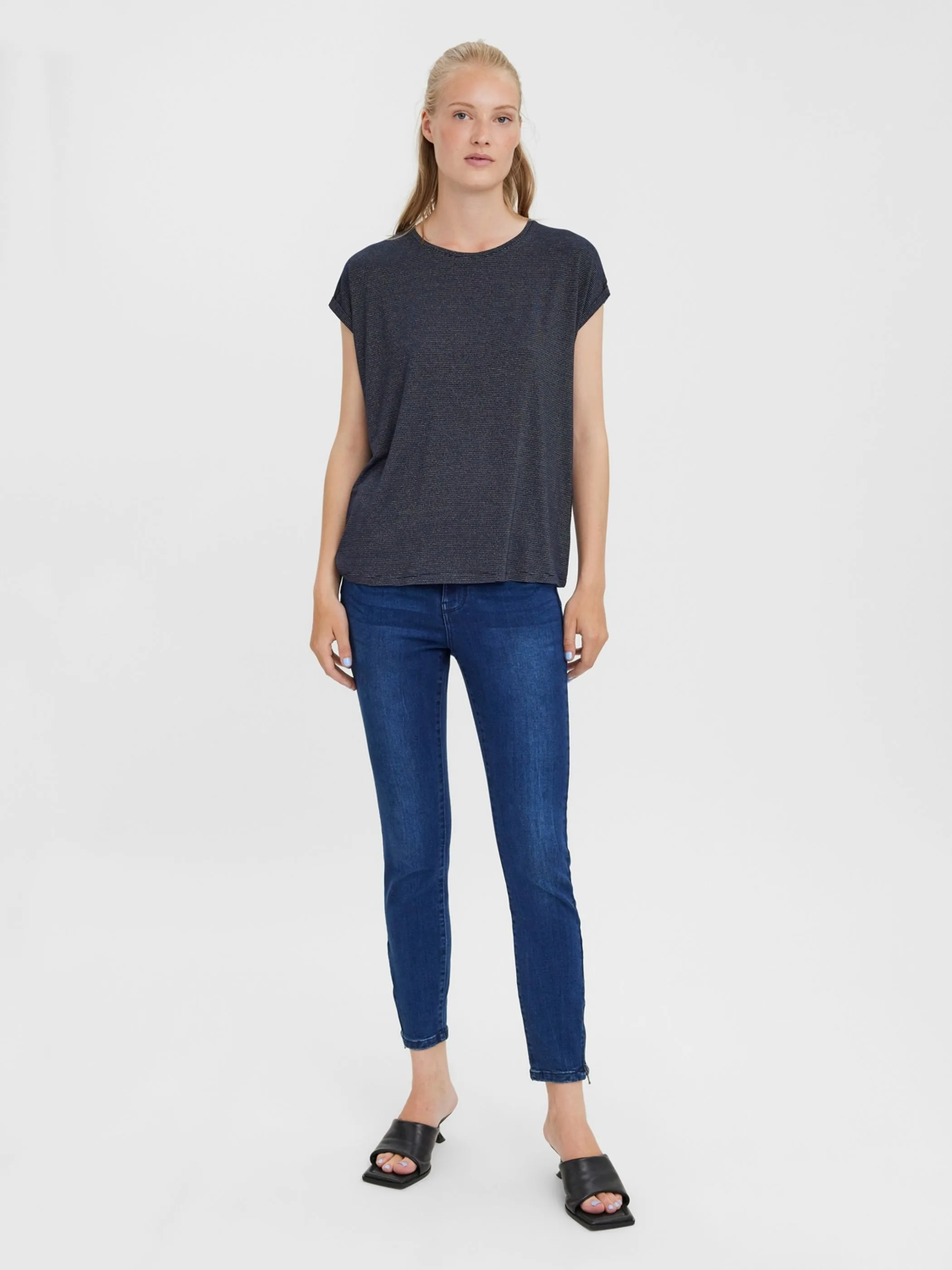 Vero Moda 10250488 VMLAVA GLITTER SS TOP STRIPE Blau 852566 188780003 4