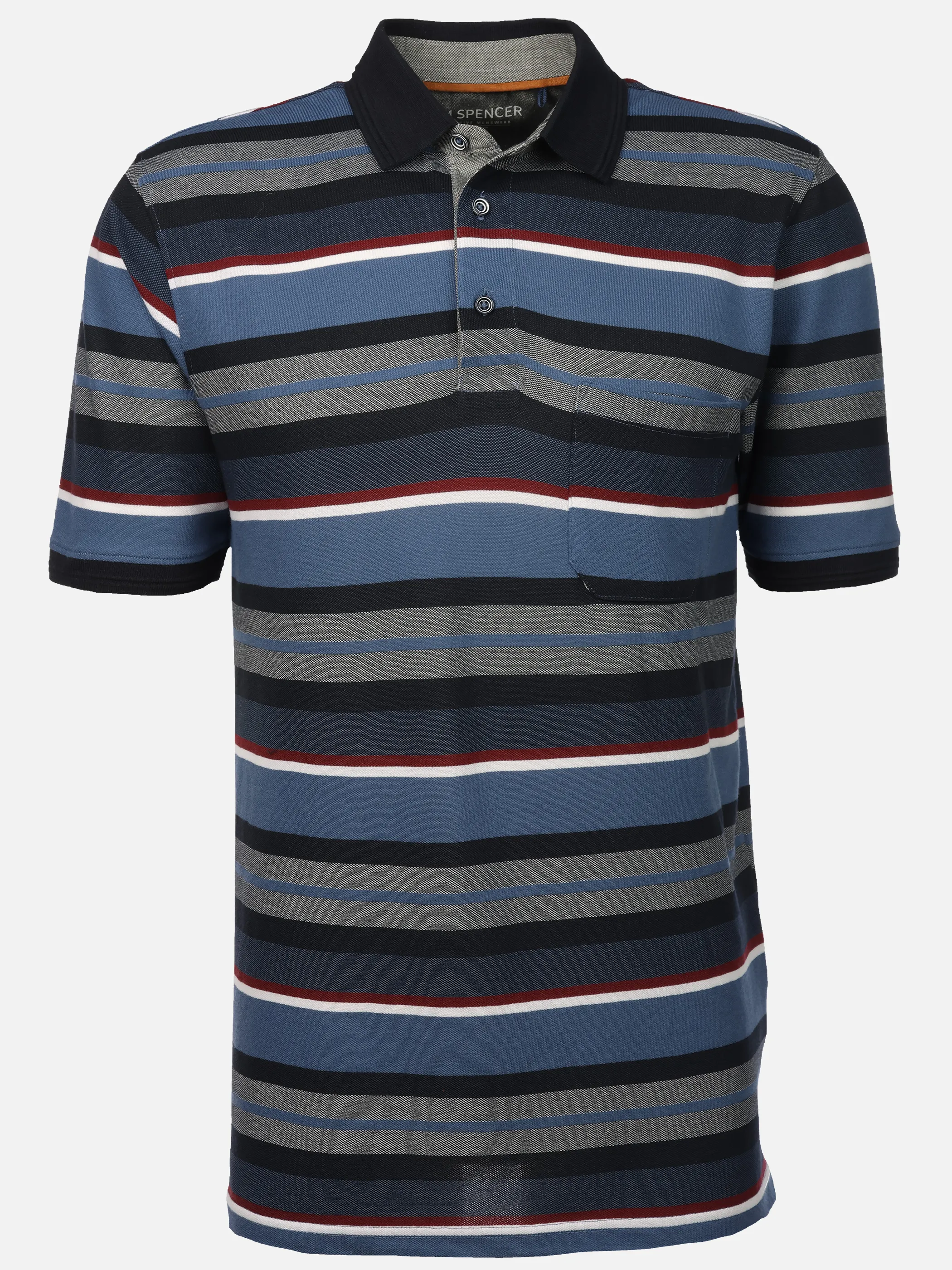 Jim Spencer He. Poloshirt 1/2 Arm Ringel Blau 922251 NAVY 1