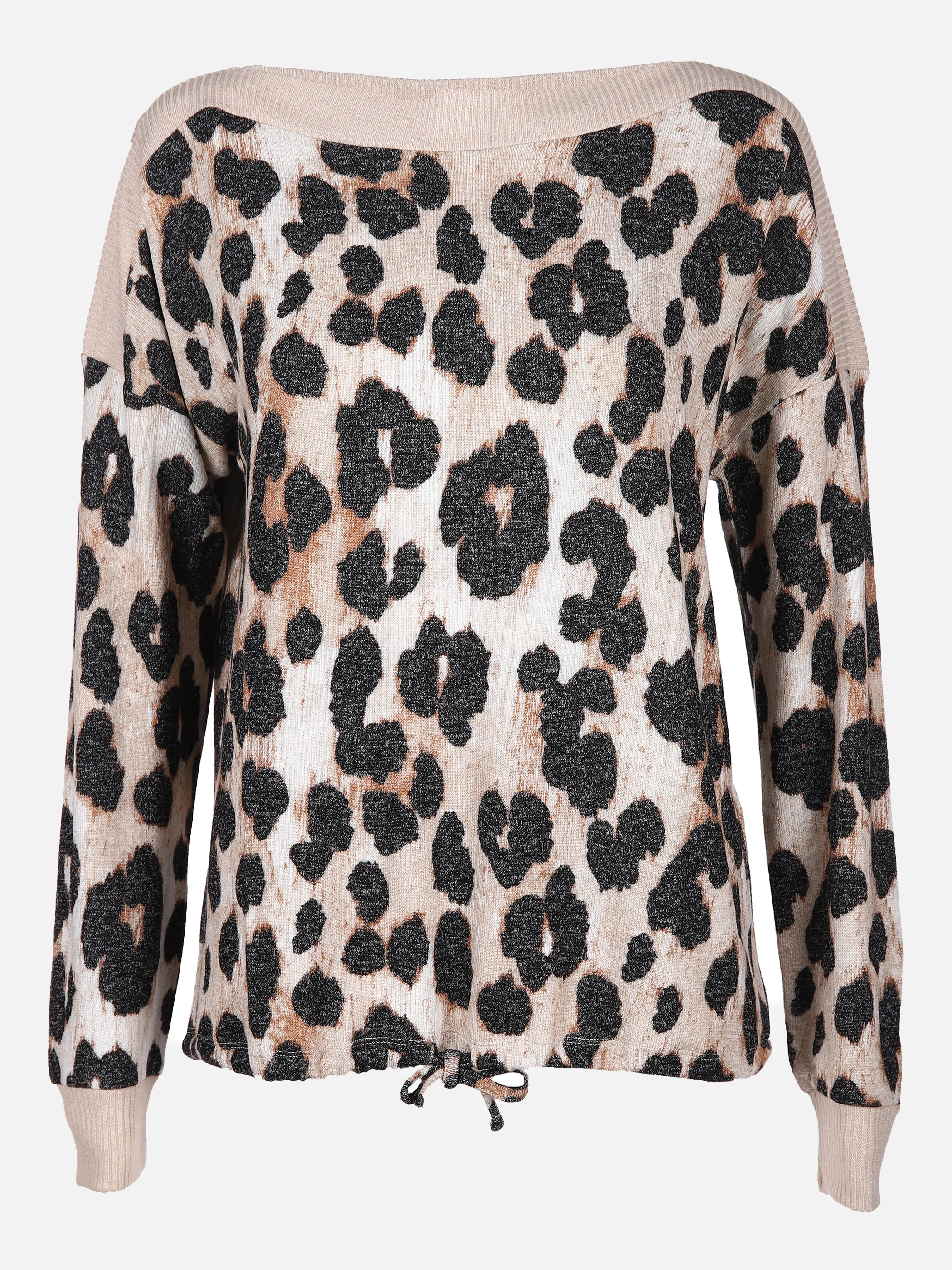 Damen Pullover Pullover Leo Print Grau BETTY&CO Damen Pullover