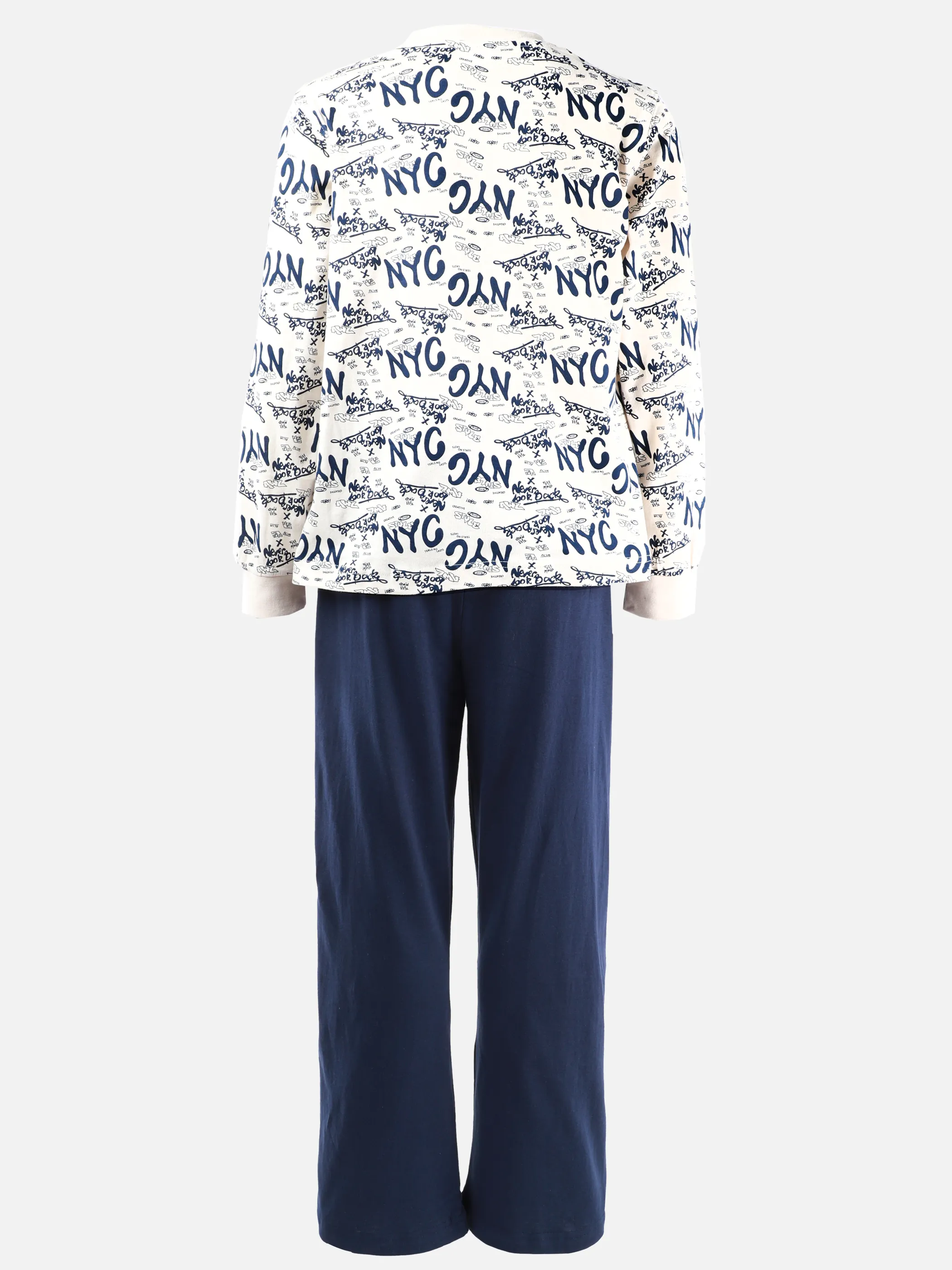 One Way JJ Schlafanzug lang Big Print Blau 913584 NAVY 2