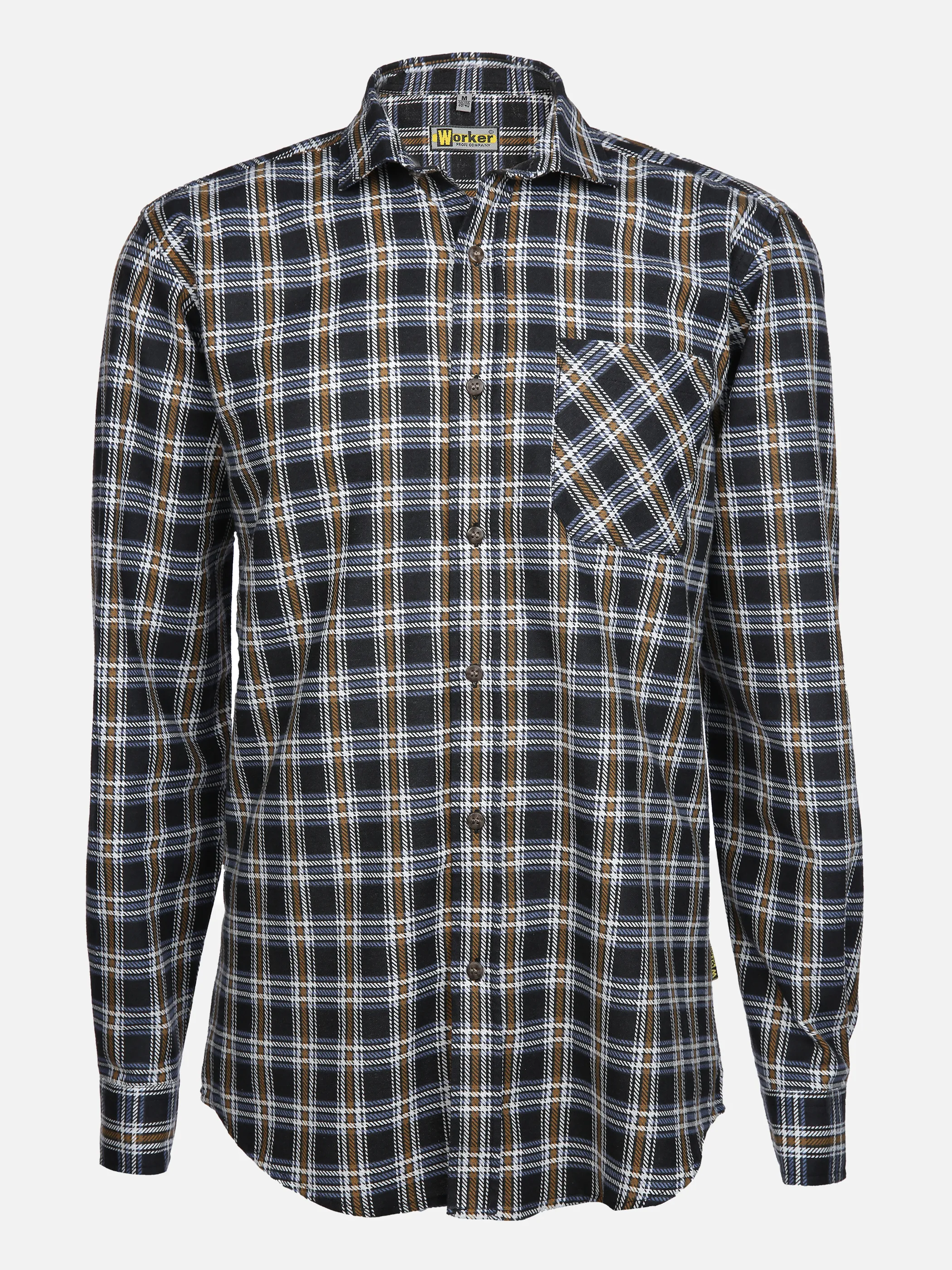 Worker He. Flanellhemd 1/1 Arm Basic Schwarz 856096 BLACK 1