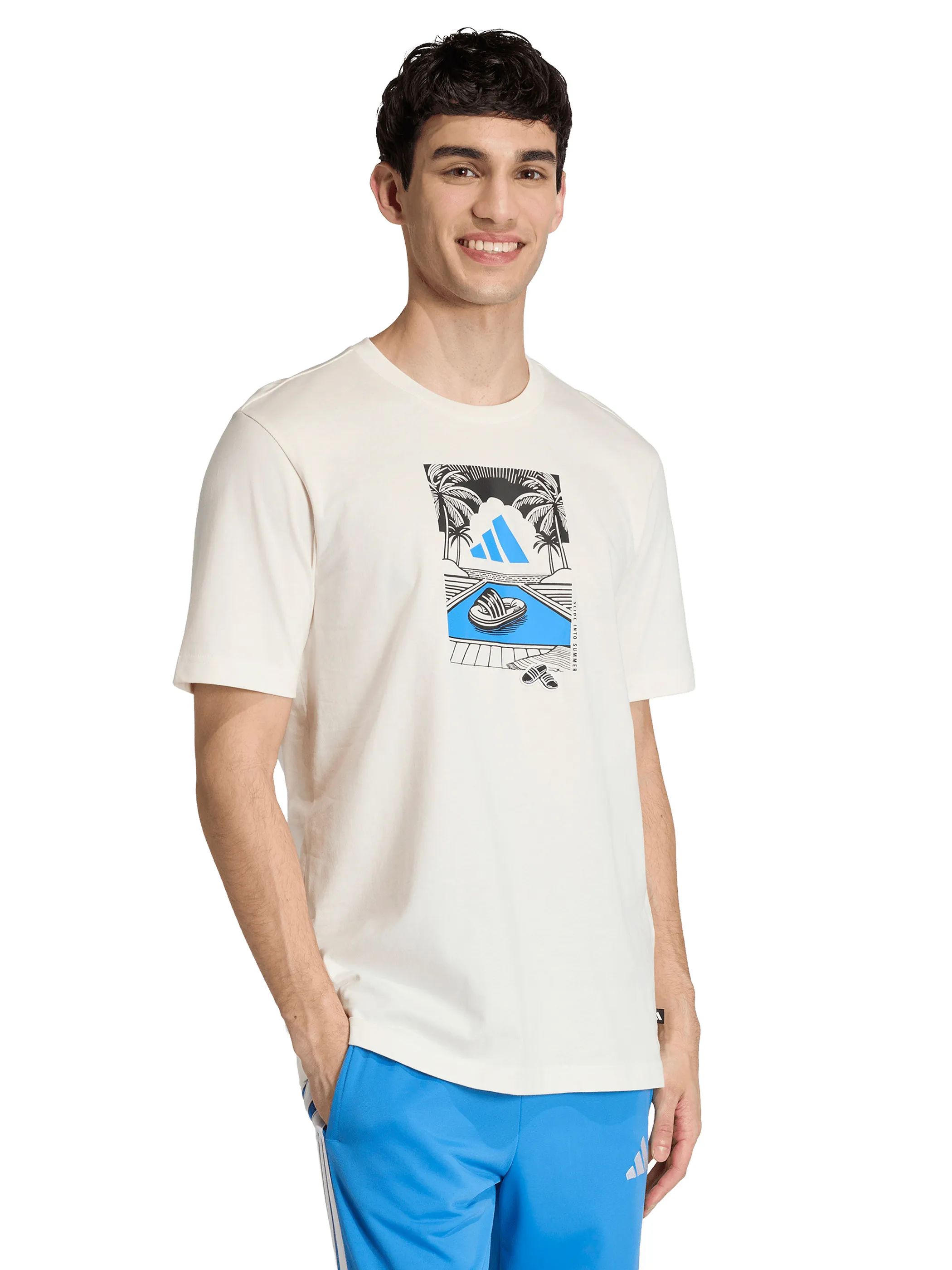 Adidas JZ5001 He-T-Shirt SUMMER SLIDES RELAX GRAPHIC Weiß 923740 000 3