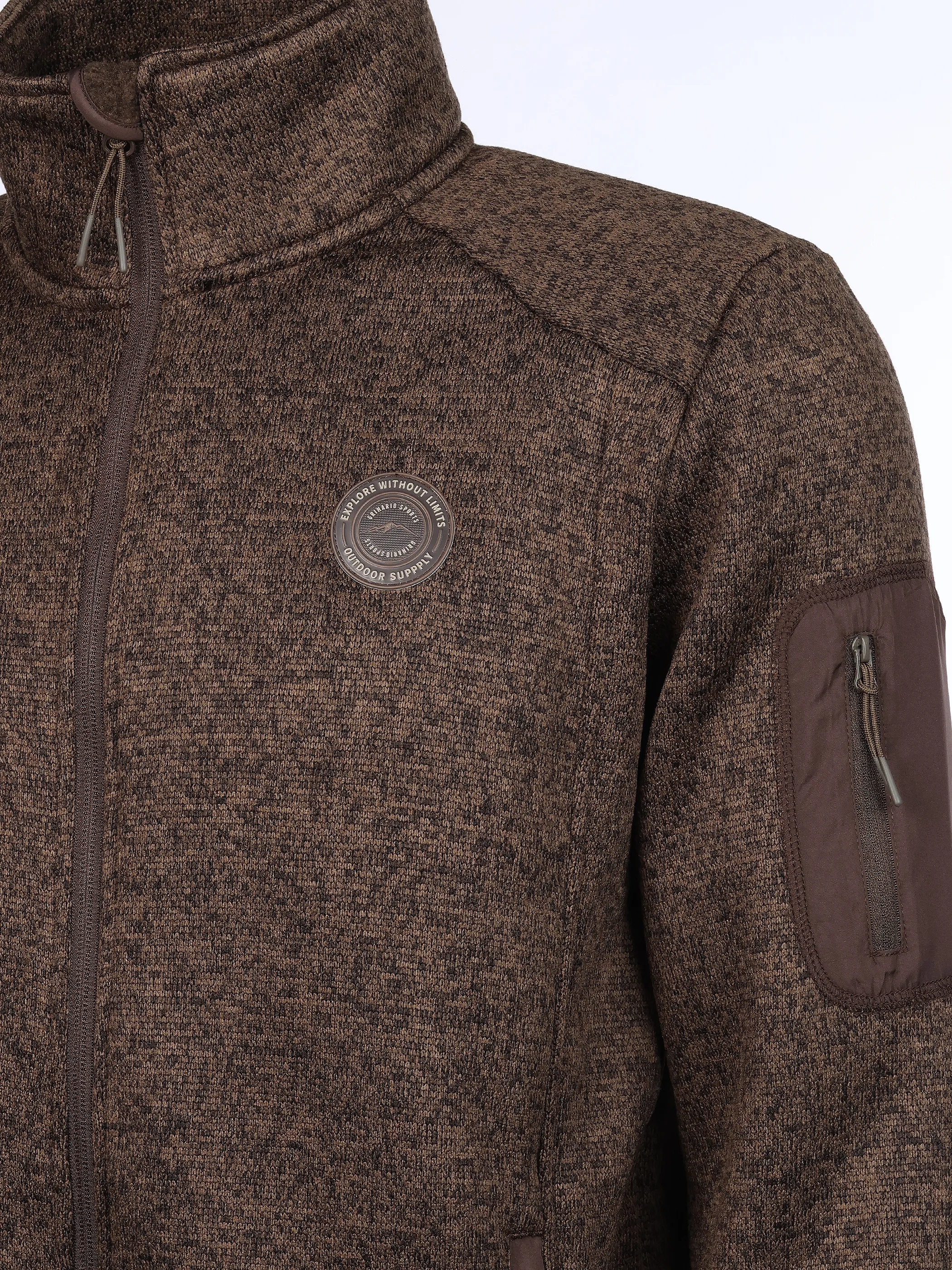Grinario Sports He-Fleece Jacke, meliert, m. Armtasche Braun 928452 19-0840TCX 4