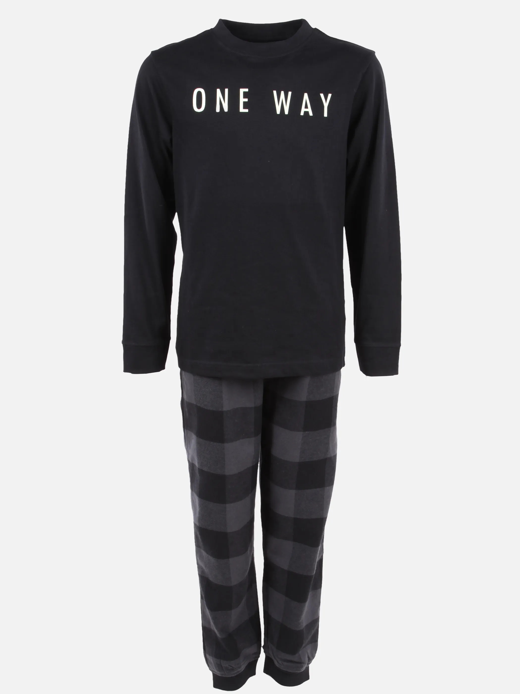 One Way Teener Boys  Pyjama Flanell Karo Grau 929620 GRAU 1
