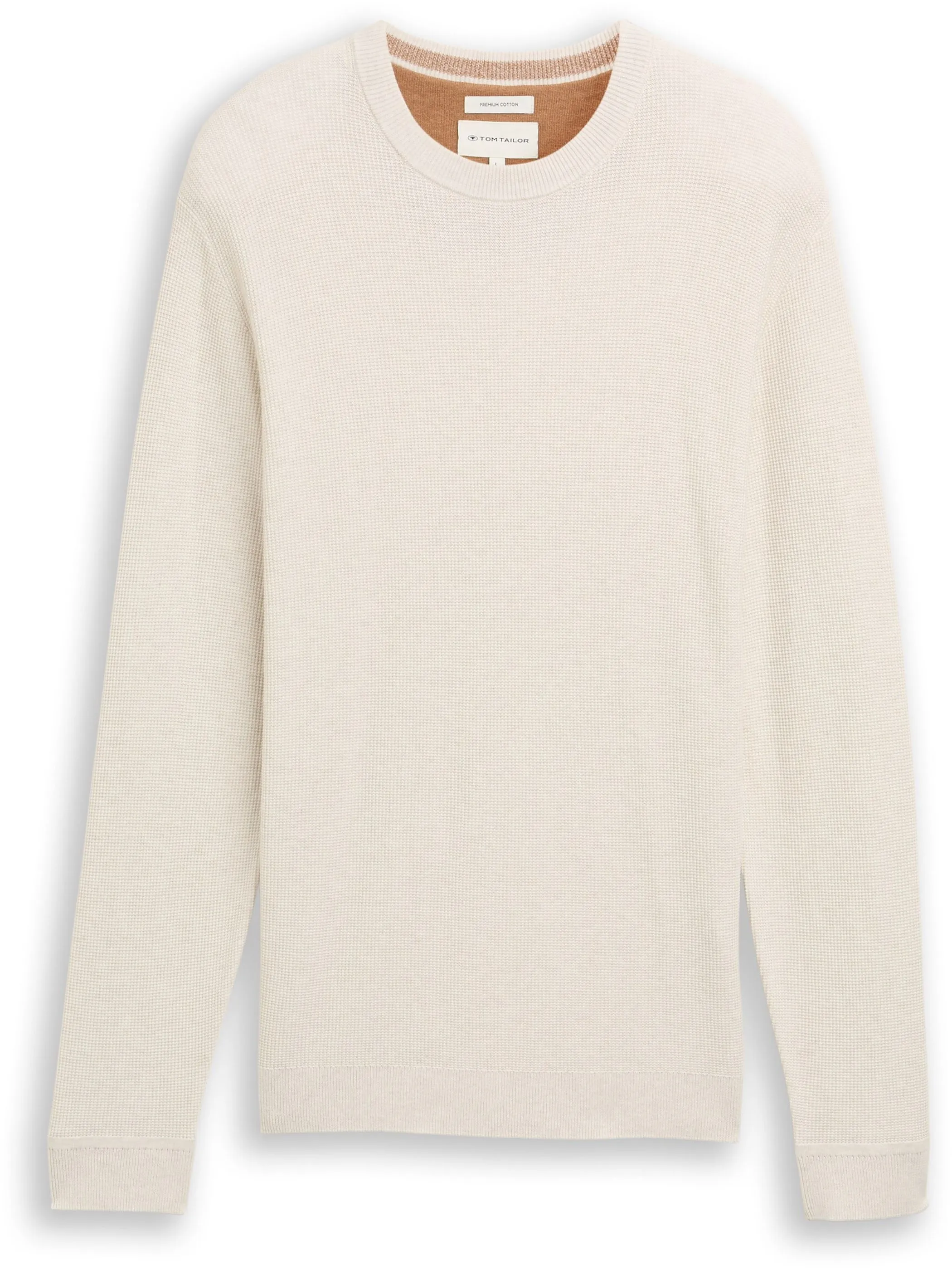Tom Tailor 1042453 NOS structured crewneck knit Beige 898700 38677 1