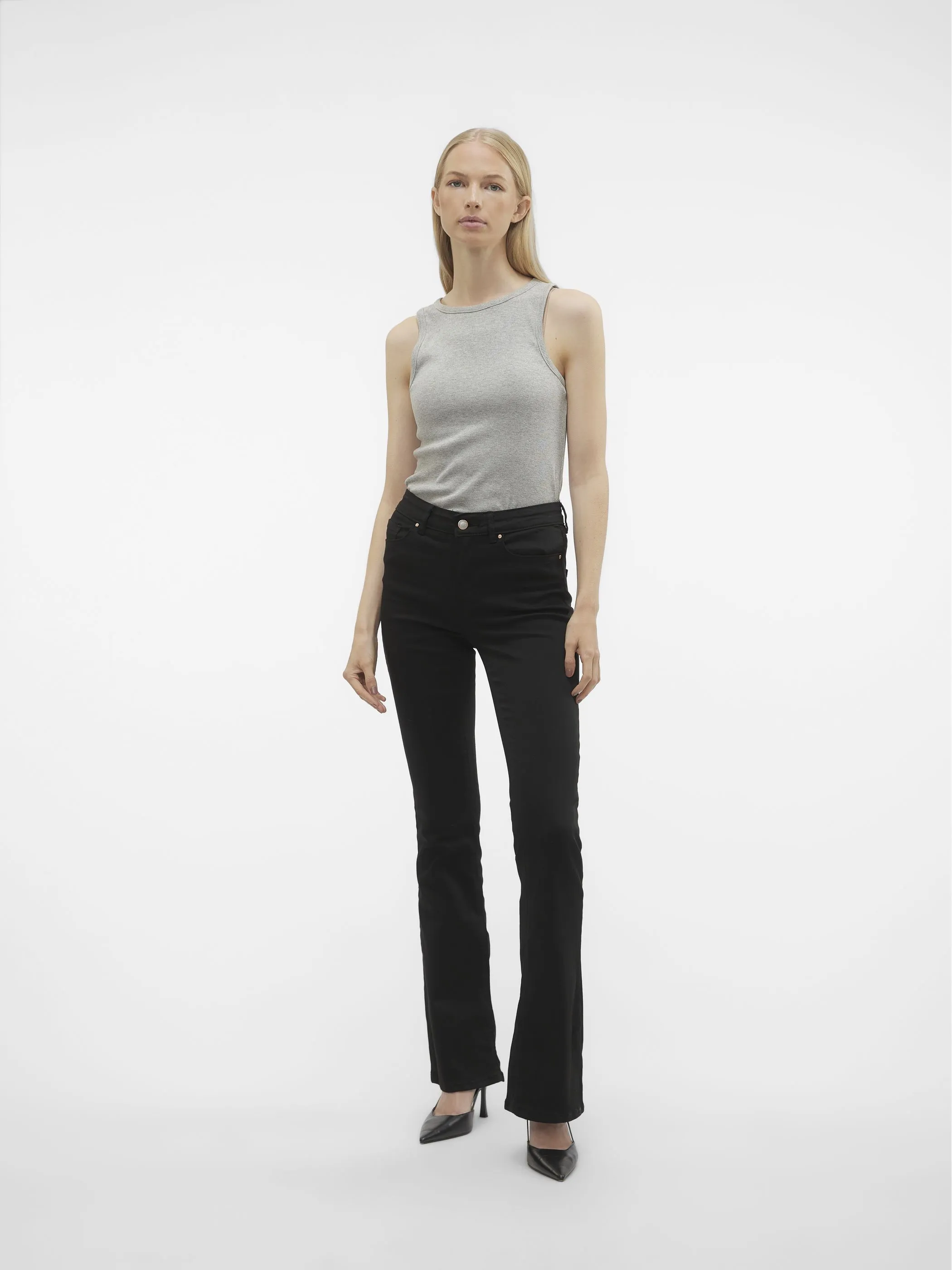 Vero Moda 10305103 VMFLASH MR FLARED JEA Schwarz 898674 177868 4