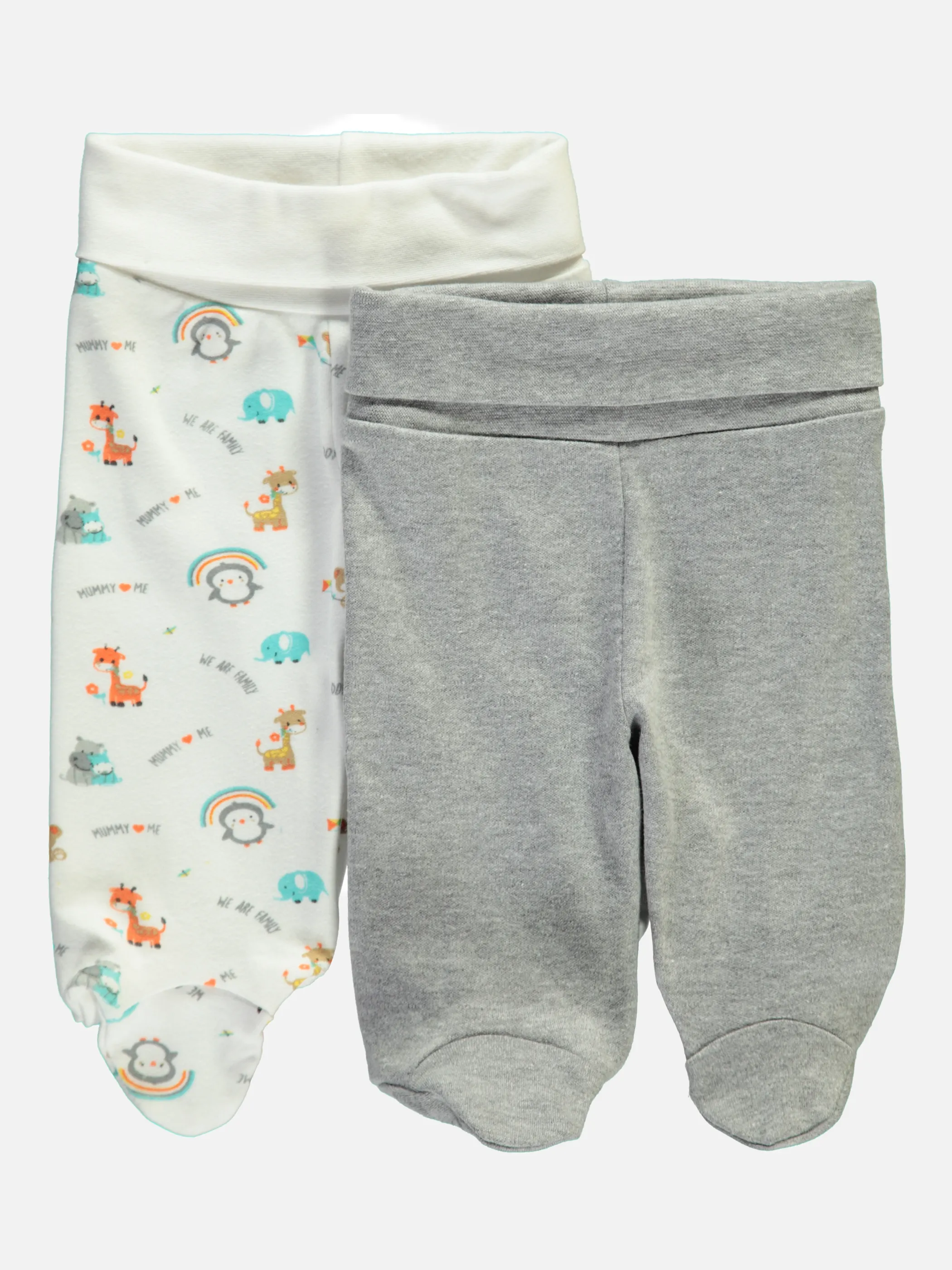 Lilly&Fynn BU Schlupfhose mit Fuß 2er Weiß 838849 GRAU 1