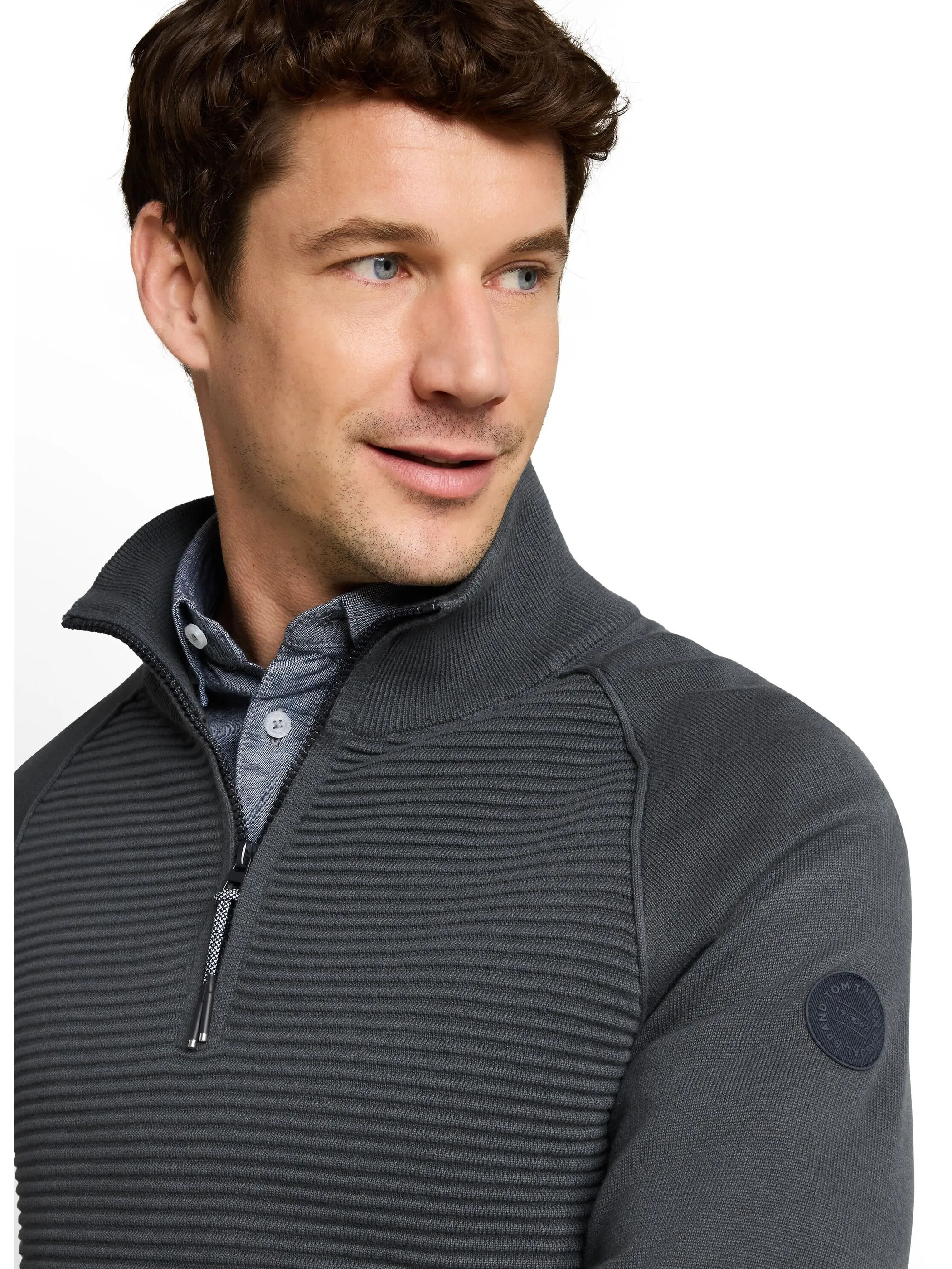Tom Tailor 1052236 minimal structured troyer knit Grün 934265 14406 4