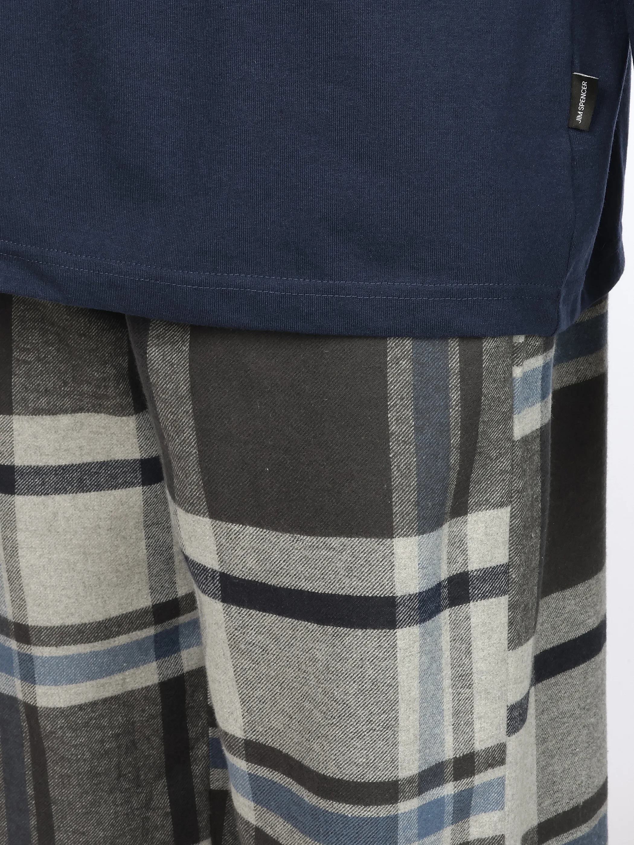 Jim Spencer He. Pyjama mit Flanell Hose Ka Blau 929571 BLAU 3