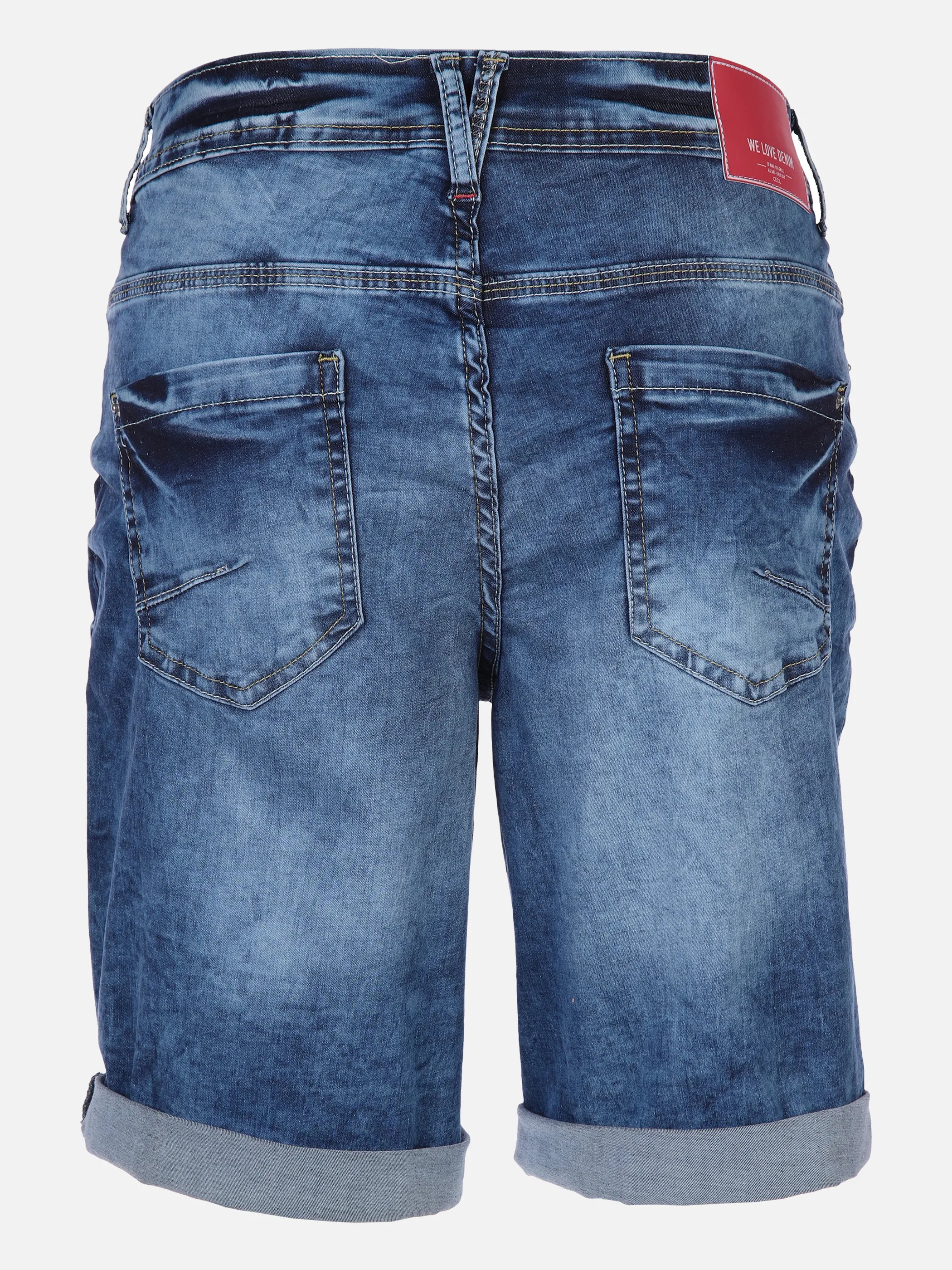 Cecil Damen Jeans Shorts – Lässige Mid-Waist Shorts Mit Farbigem Band & Dekorativen Nähten