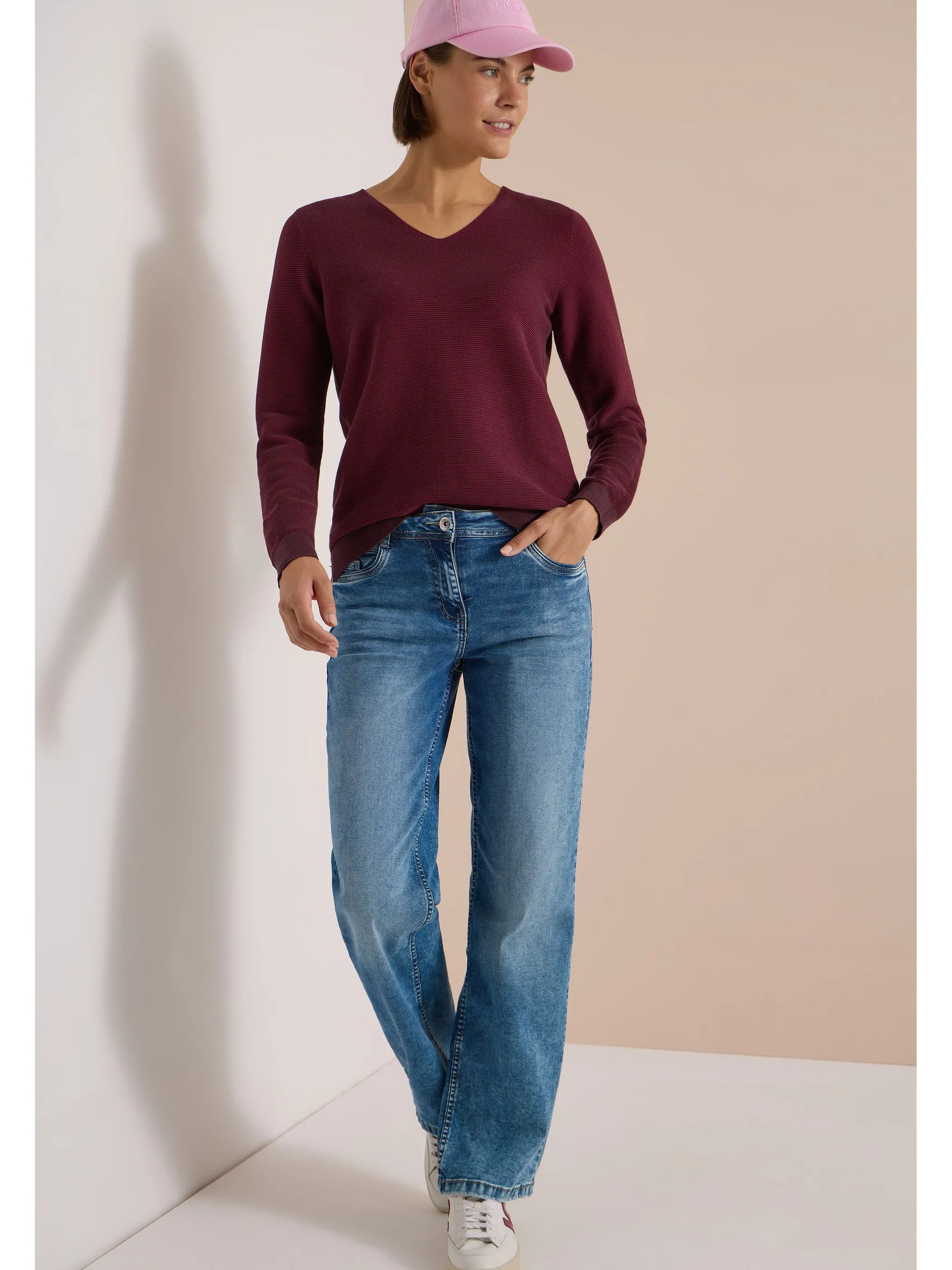 Cecil B303979 NOS 2-Tone V-Neck Rot 932614 27749 4