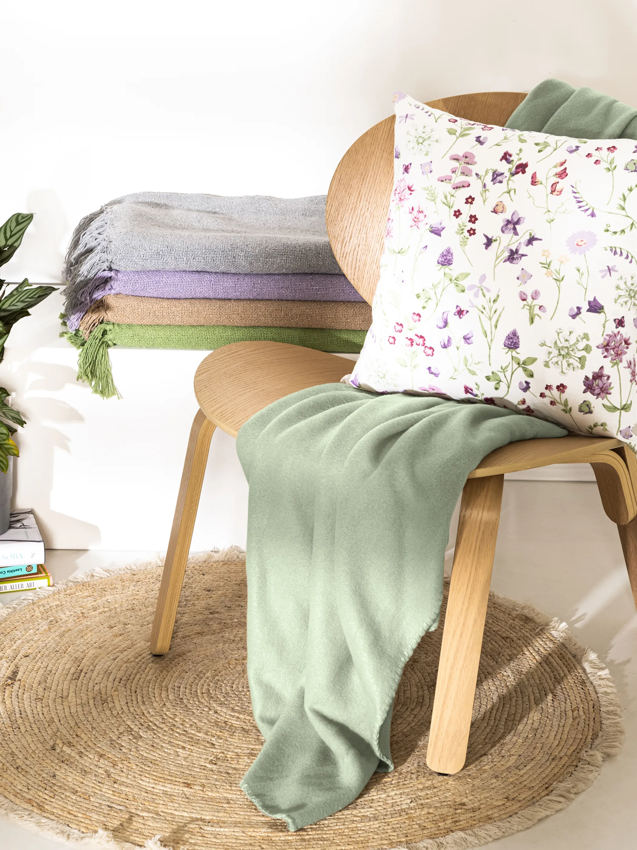 Dream House Kissen 45x45 Blumendruck Weiß 875989 WEIß GEM. 4