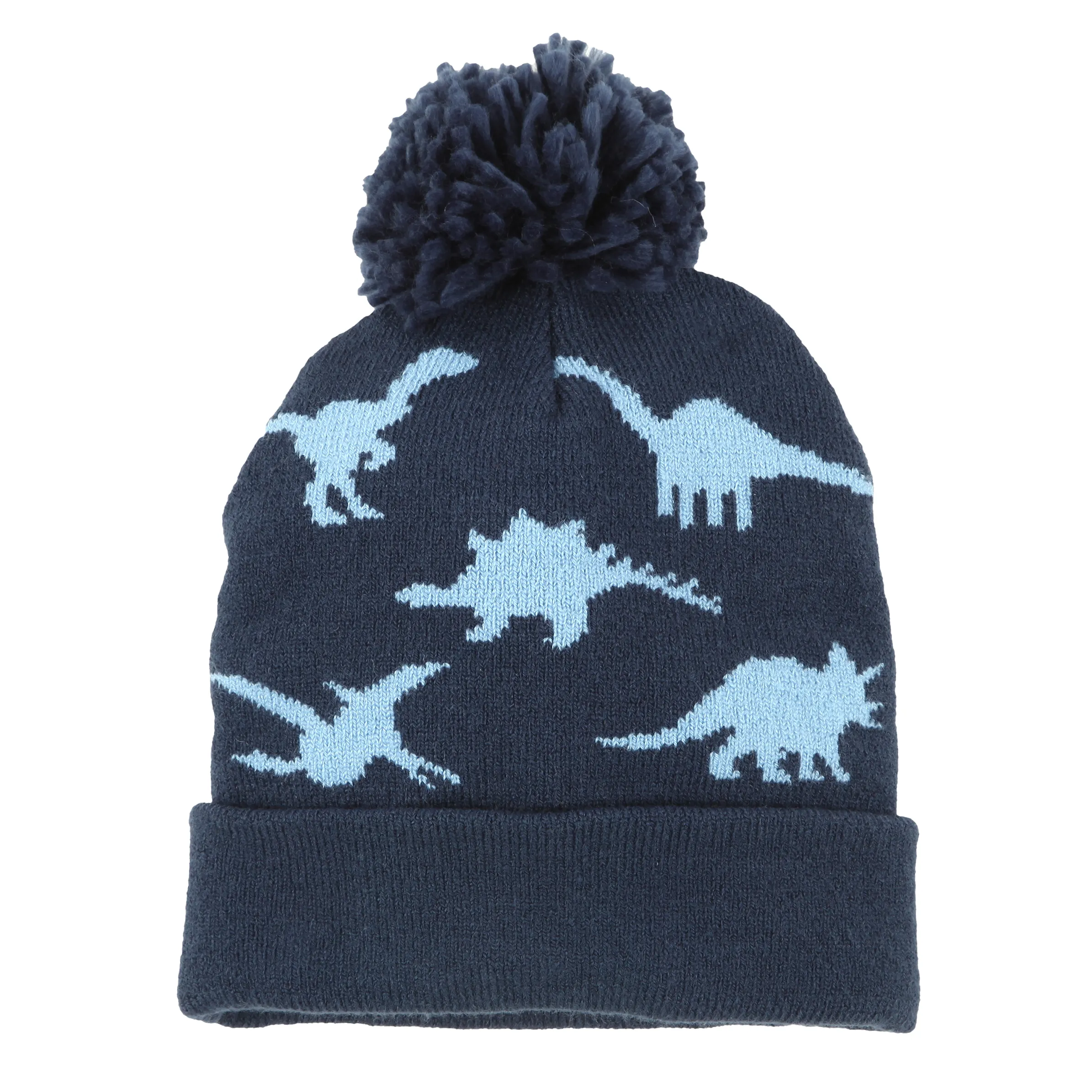 Stop + Go KJ Mütze in blau mit AOP Dino und Pompom Blau 884863 BLAU 1 Stop + Go KJ Mütze in blau mit AOP Dino und Pompom Blau 884863 BLAU 1